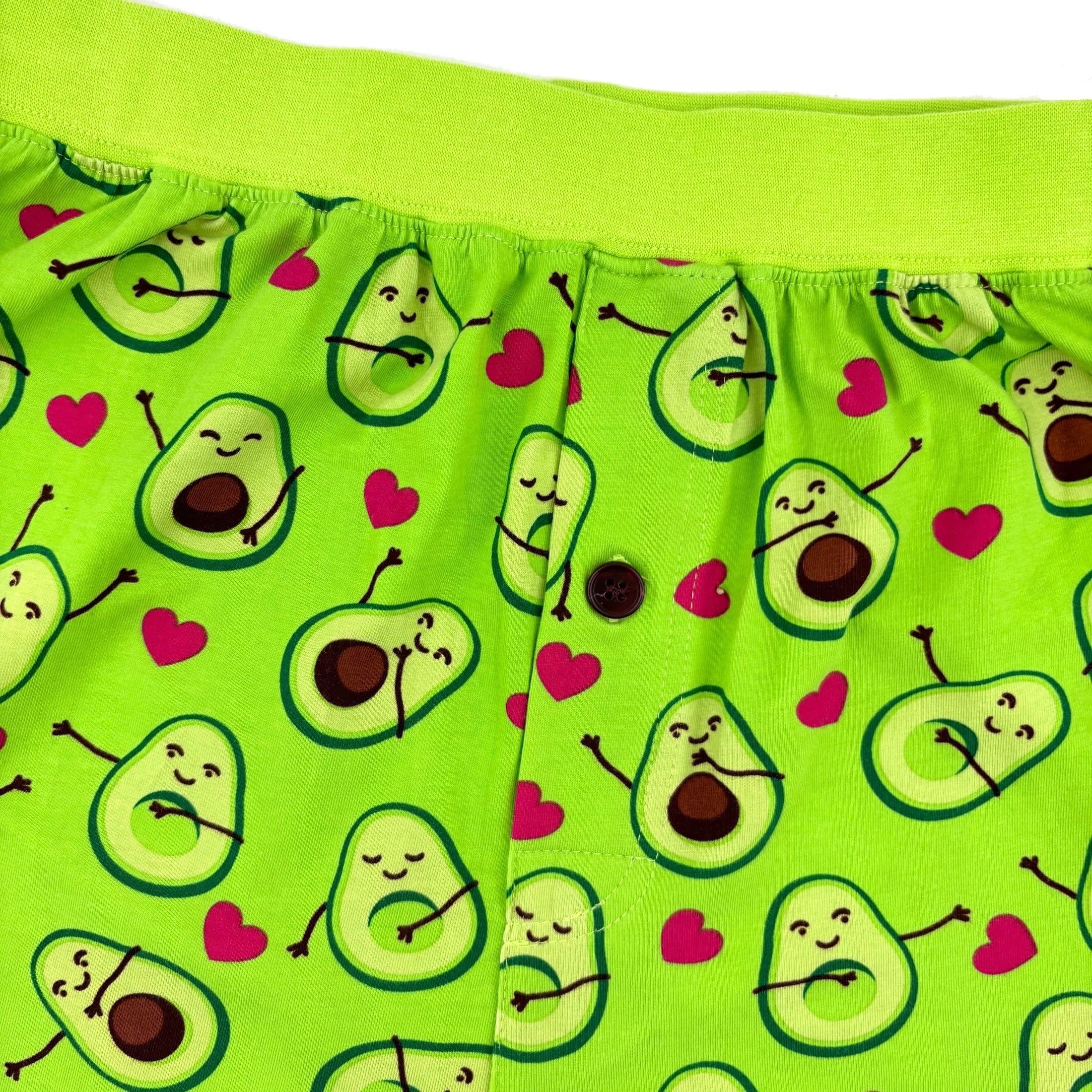 Men's Super Comfy Cartoon Avocados All Over Print Cotton Pajama Shorts