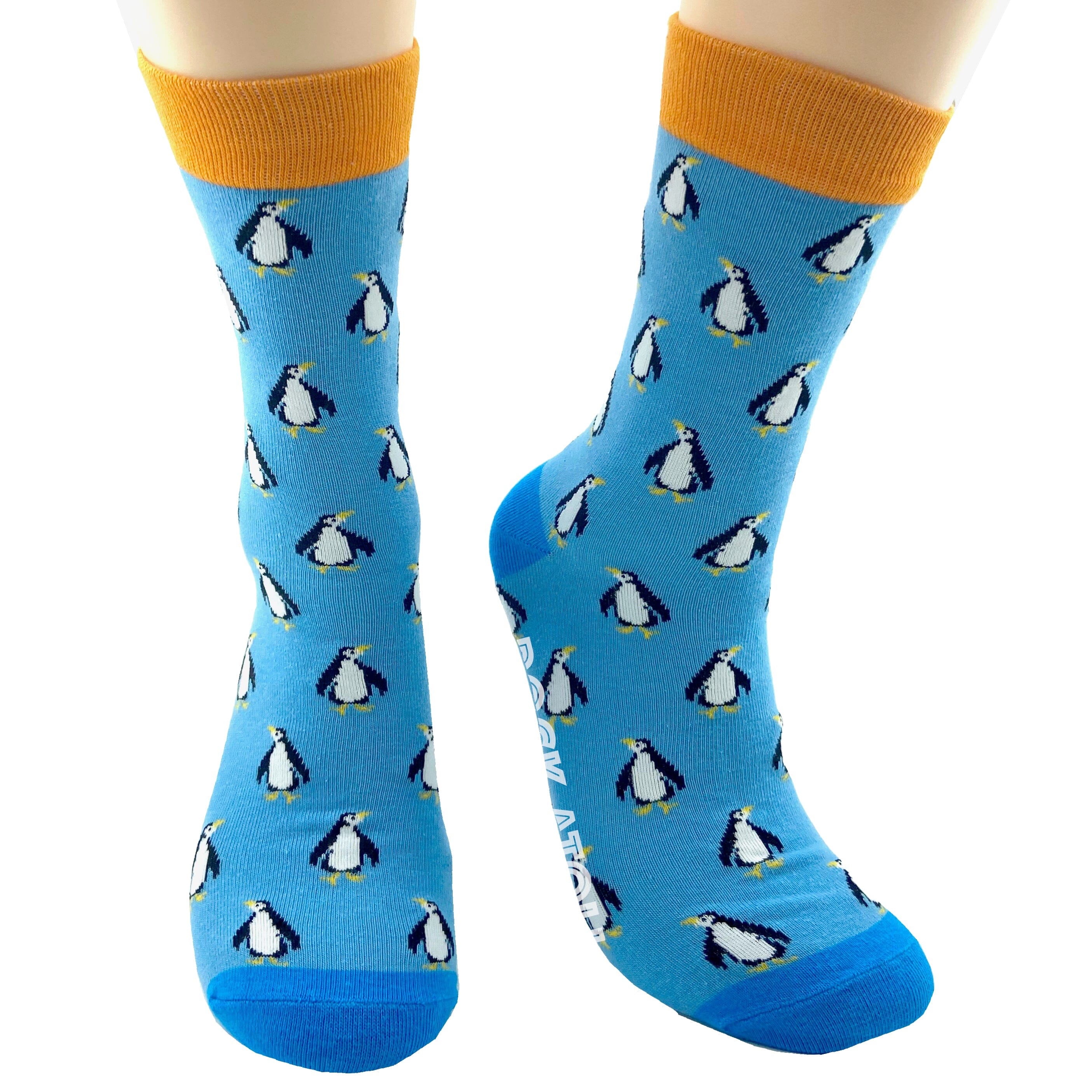 Bright Blue Unisex Penguin Arctic Animal Patterned Novelty Crew Socks