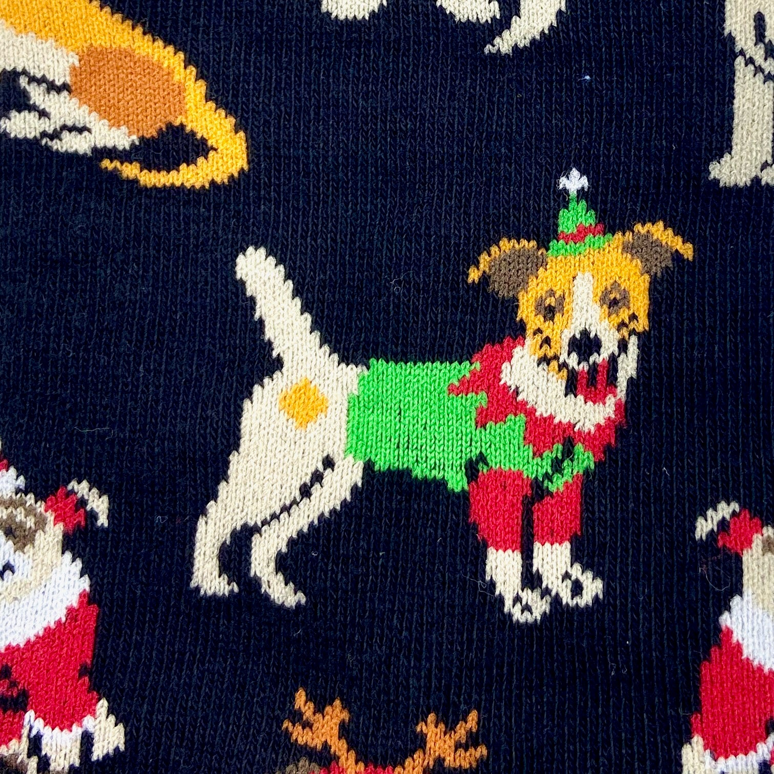Happy Holidays Festive Santa Christmas Dogs Patterned Novelty Socks