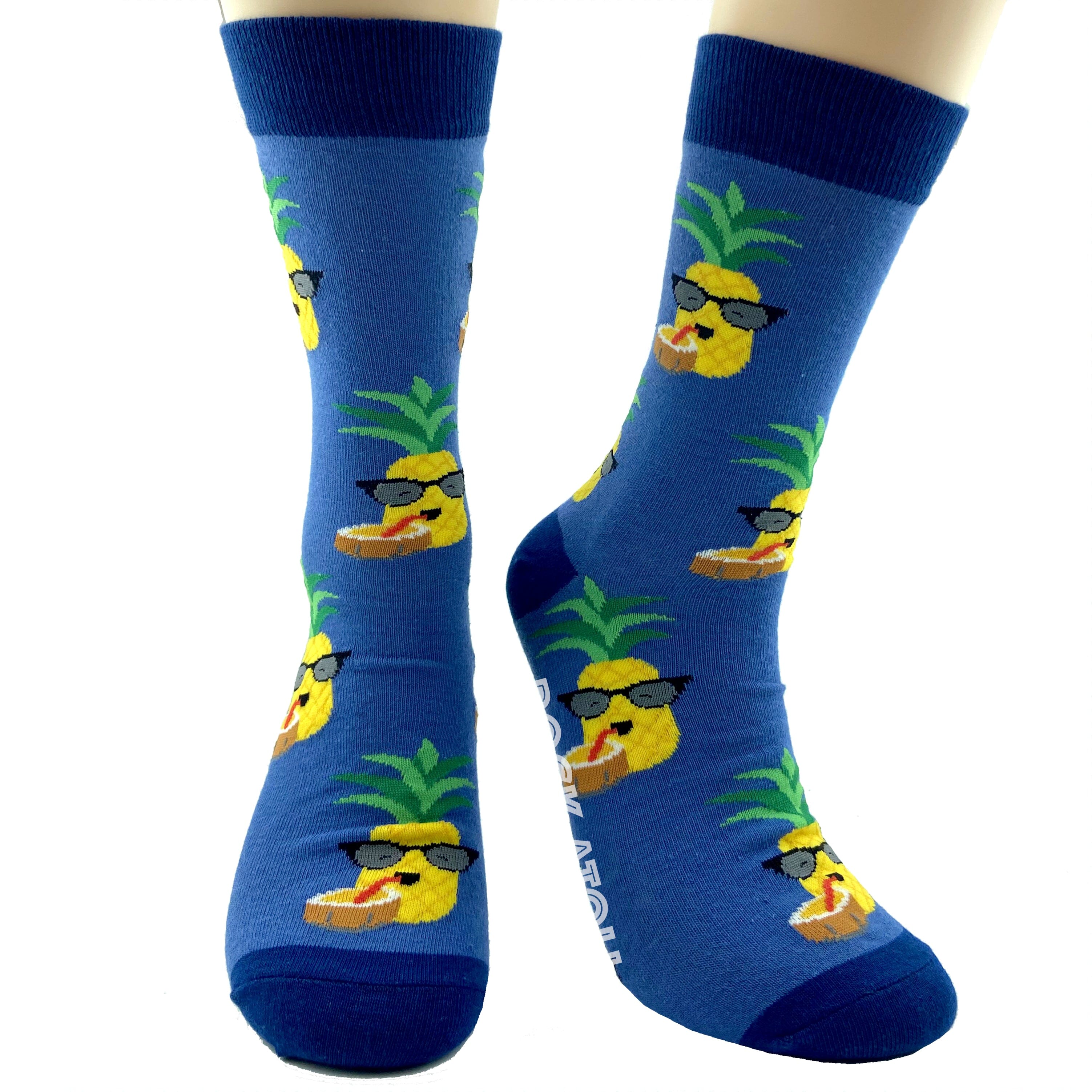 Tropical Pineapples Eating Coconut Patterned Fruit Themed Dress Socks