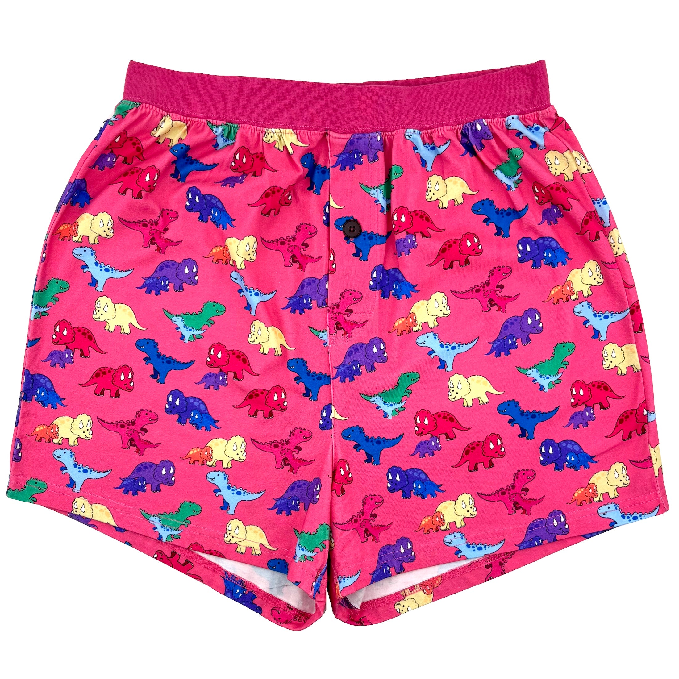 Men's Cartoon Triceratops Dinosaur Print Cotton Knit Pajama PJ Shorts