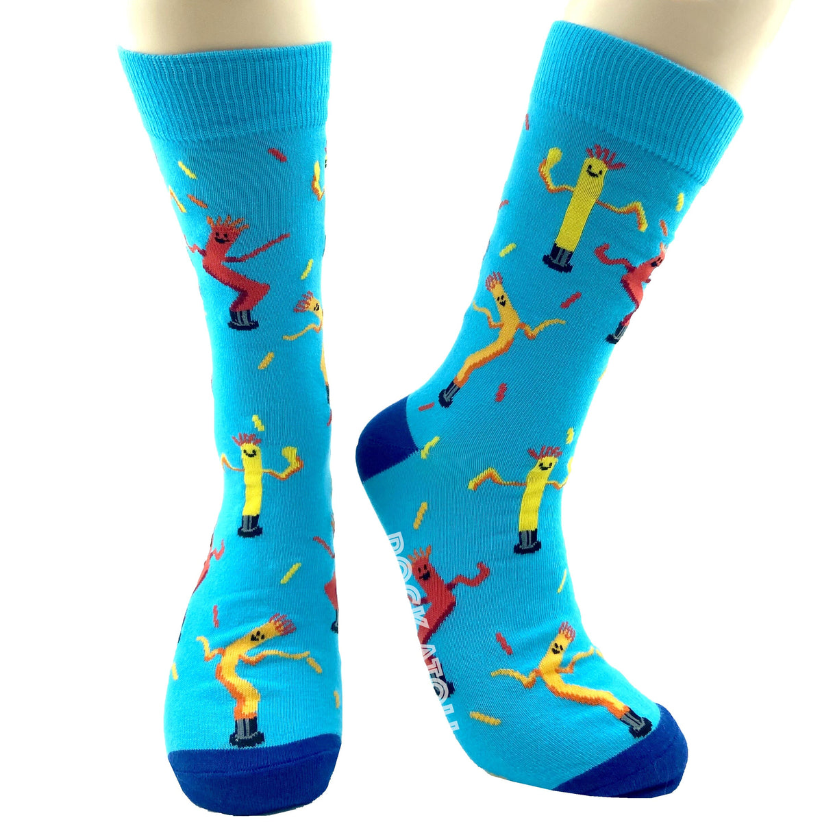 Car Dealership Arm Flailing Inflatable Tube Man Print Novelty Socks