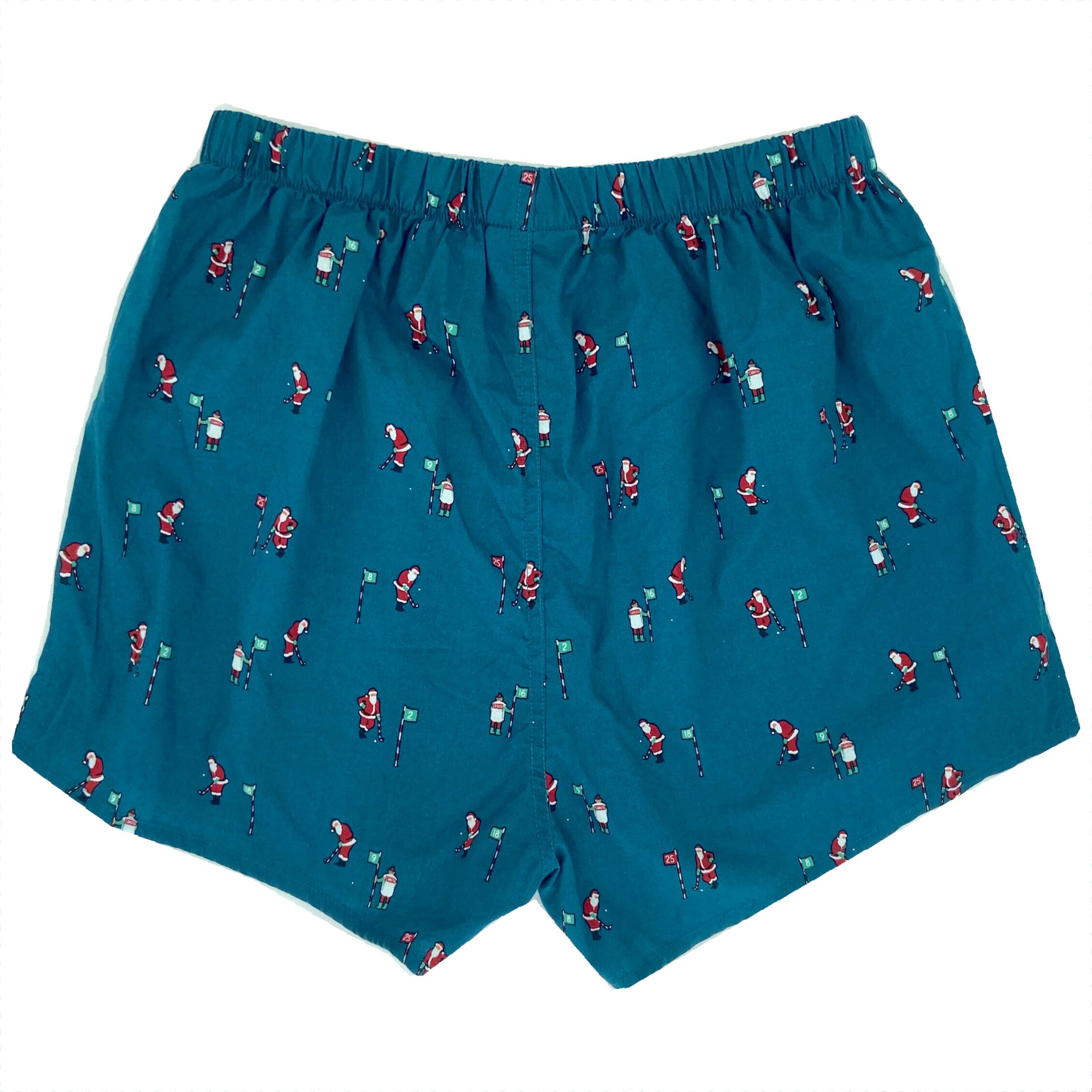 Festive Christmas Themed Santa Claus Playing Golf Print Boxer Shorts