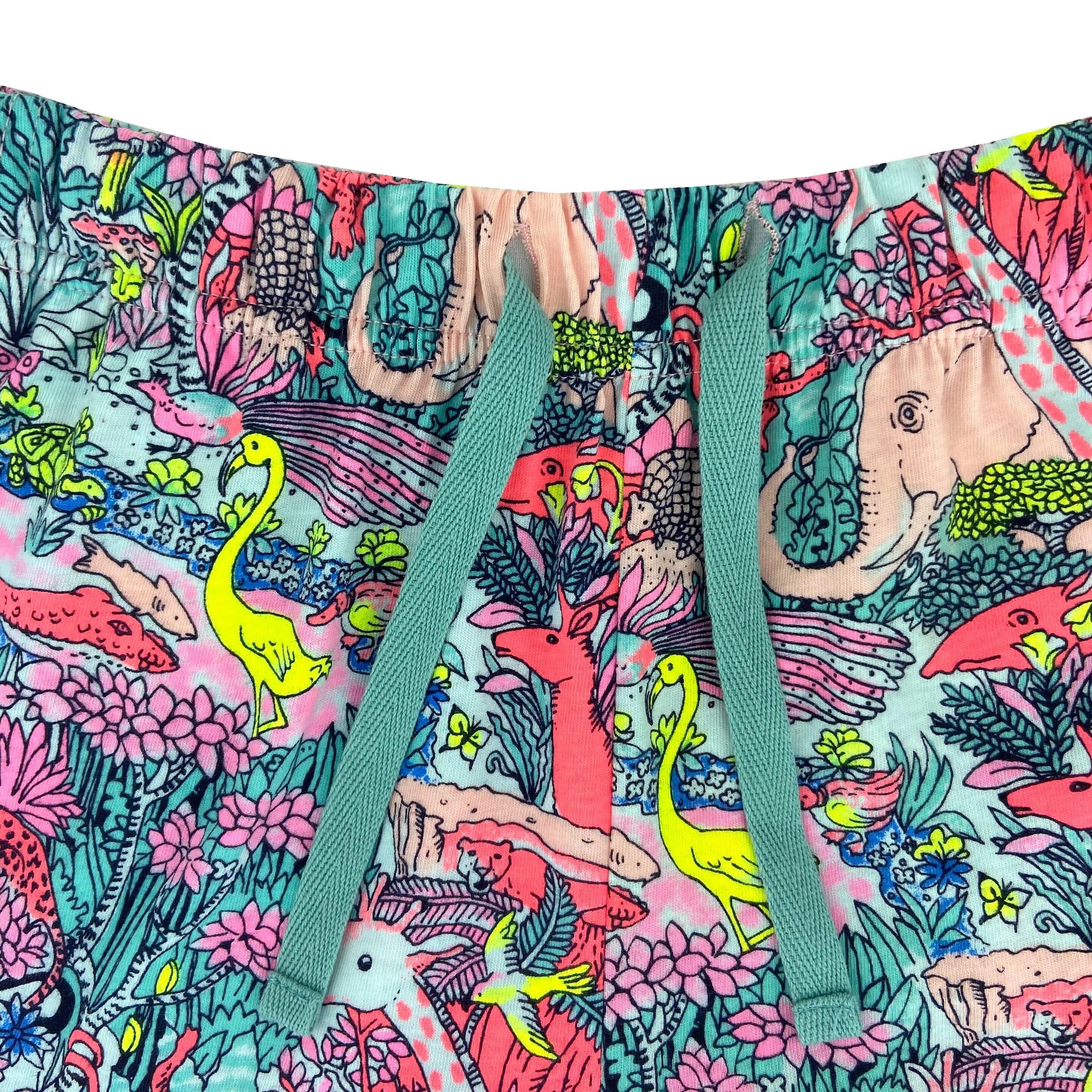 Women's Colorful Jungle Animal Novelty Print Cotton Knit Pyjama Shorts