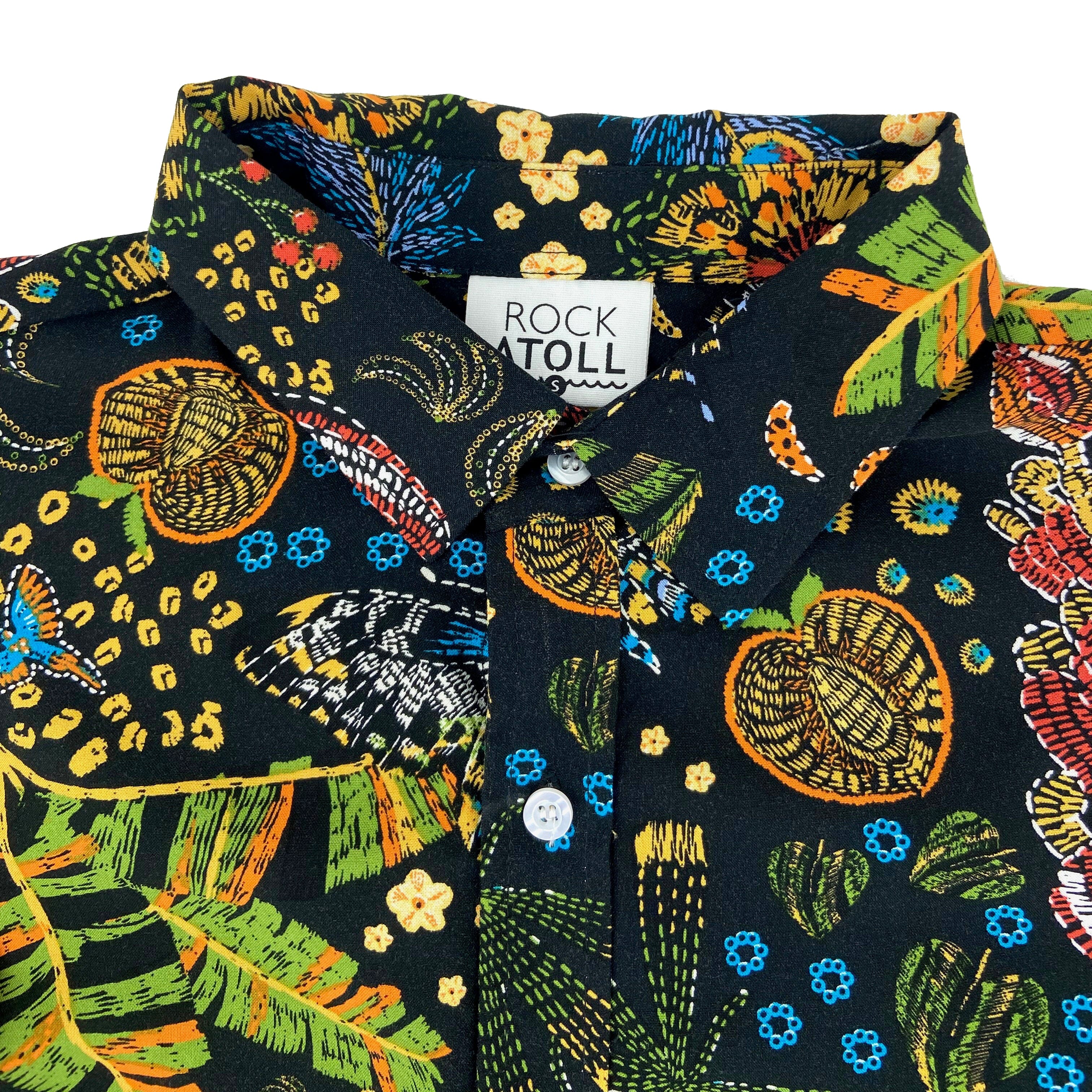 Men's Super Soft Trippy Tiger Floral Print Black Aloha Hawaiian Shirt