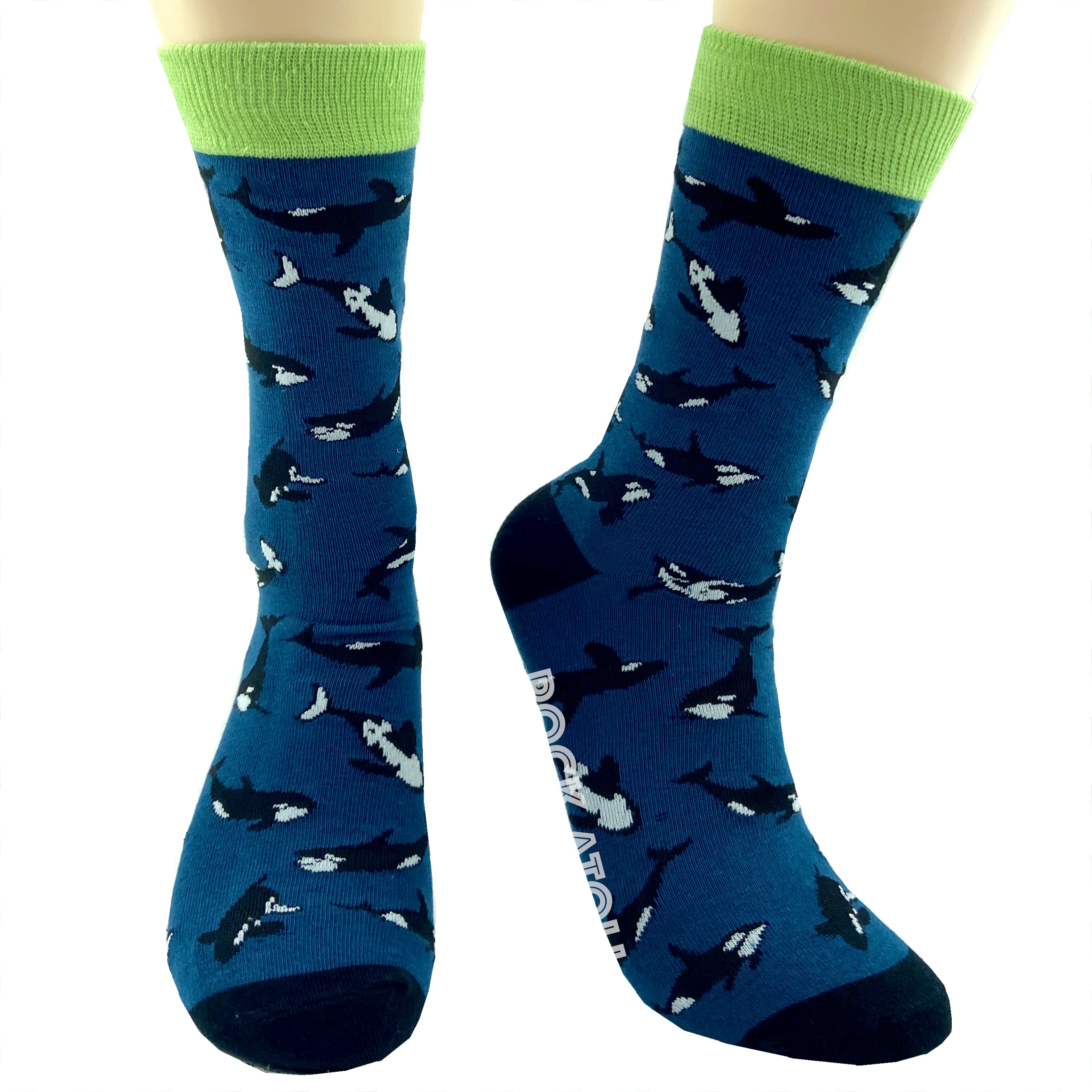 Classic Navy Blue Sea Creatures Themed Killer Whale Ocra Novelty Socks