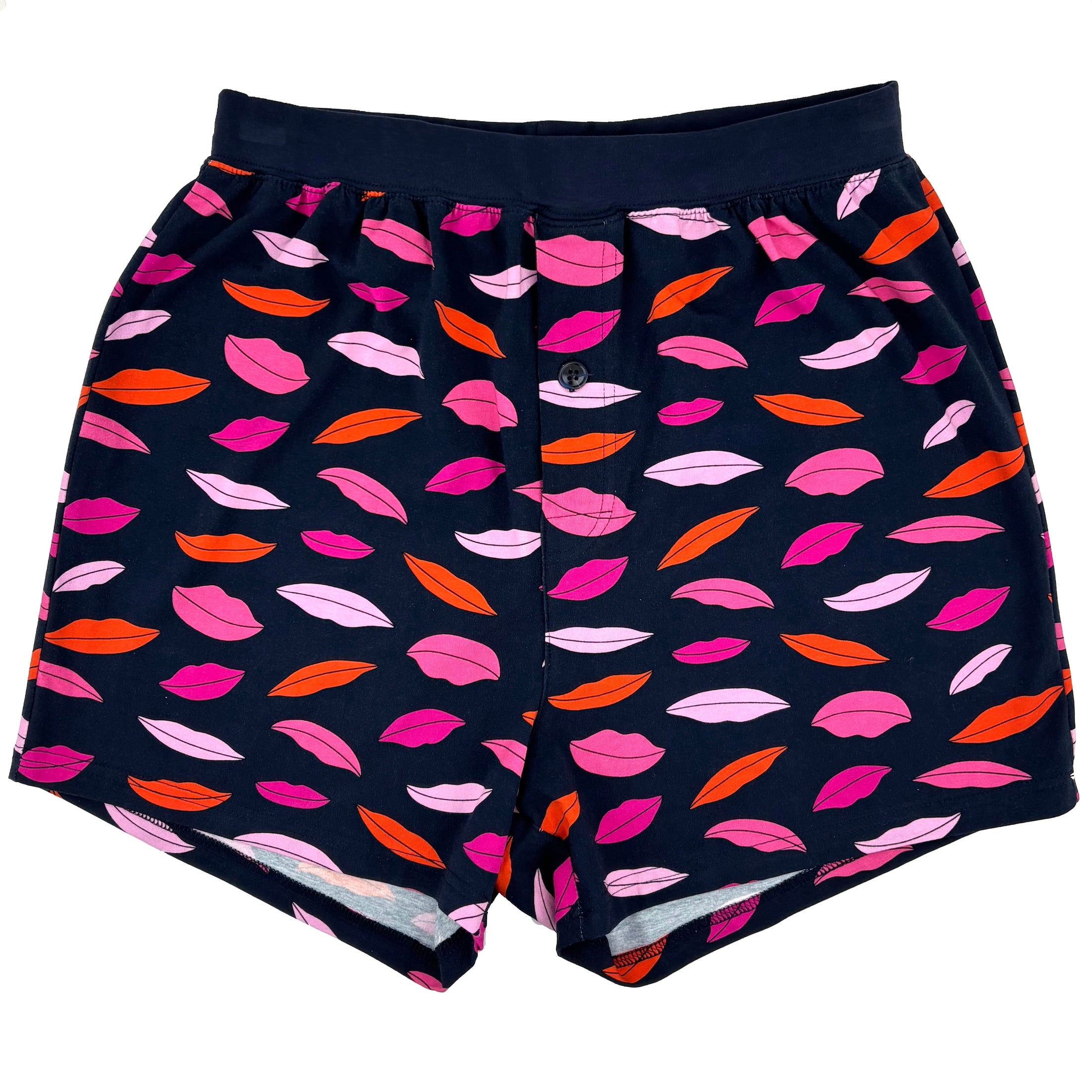 Men's Soft Comfy Smiling Lips All Over Print Love Themed Pajama Shorts