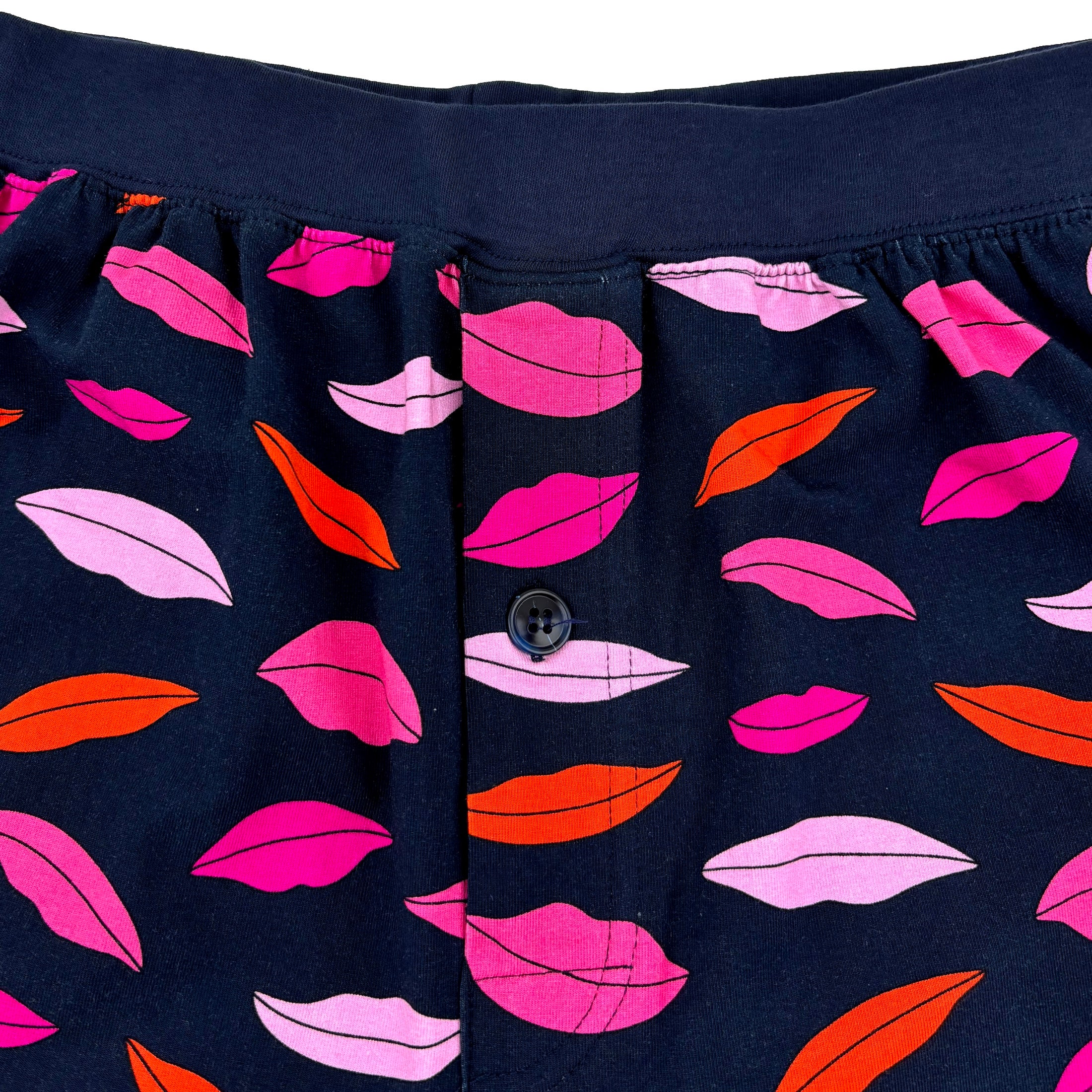 Men's Soft Comfy Smiling Lips All Over Print Love Themed Pajama Shorts