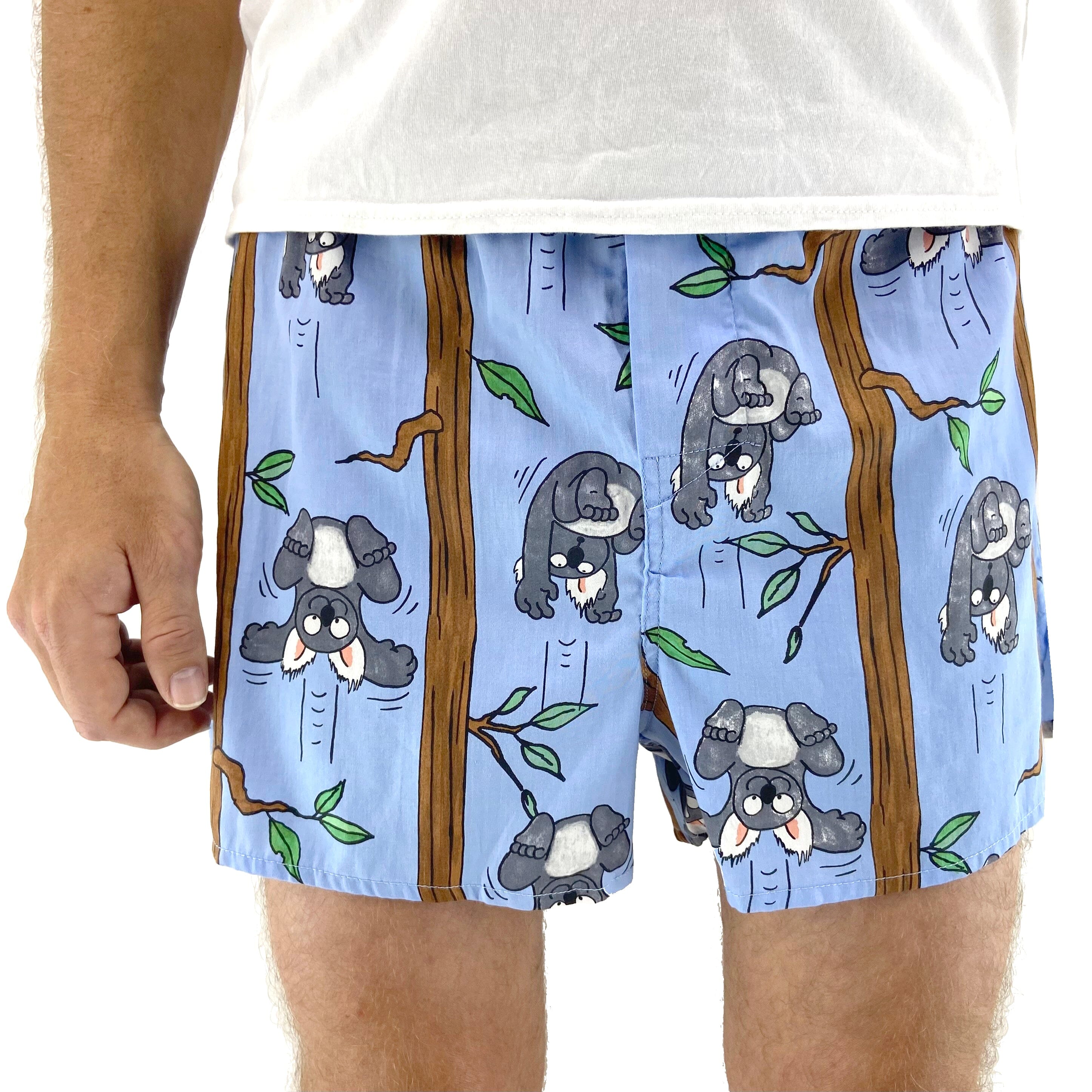 Men's Light Blue Koala Bear Patterned Novelty Boxer Shorts Underwear