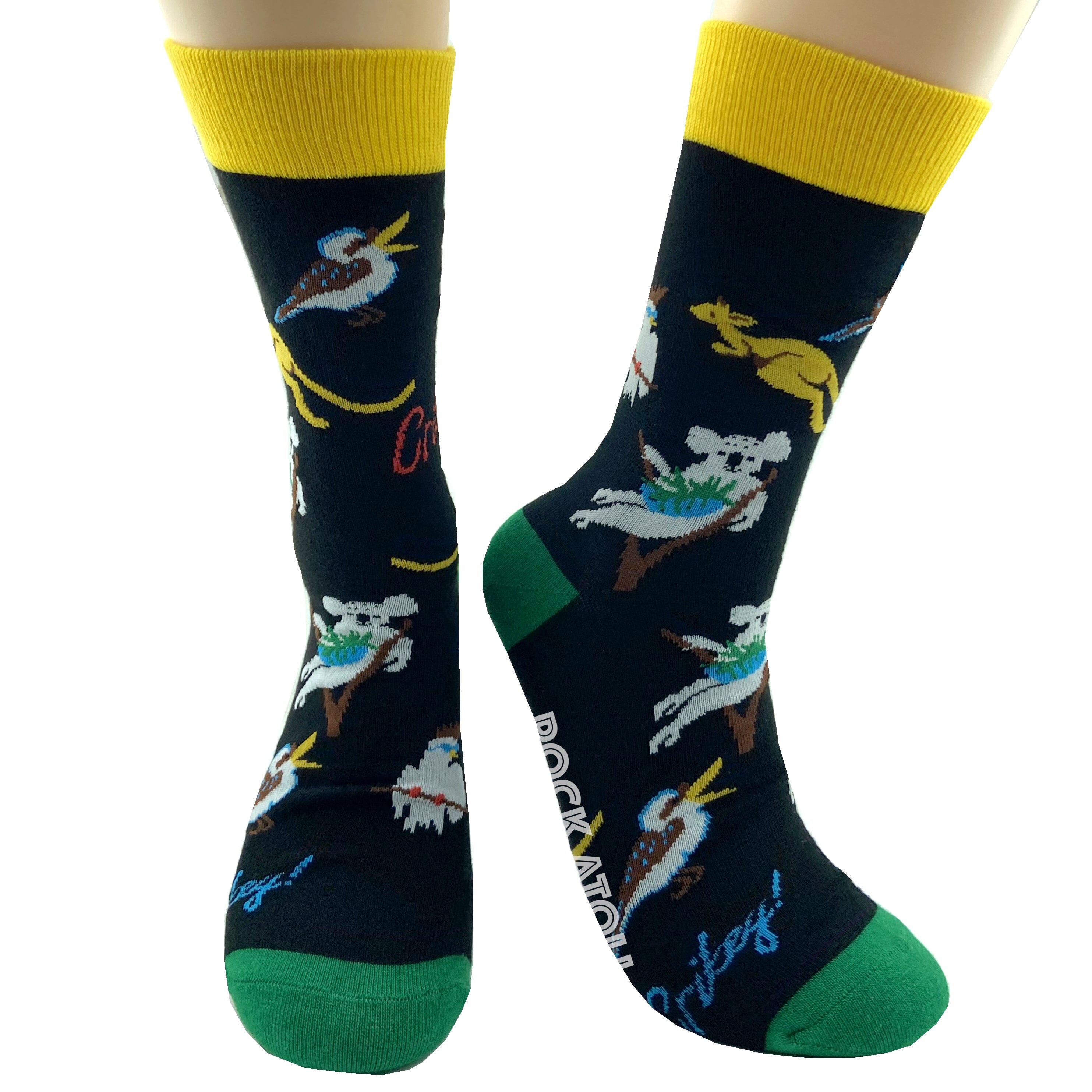 Unisex Iconic Australian Animal Koala Kangaroo Kookaburra Crew Socks