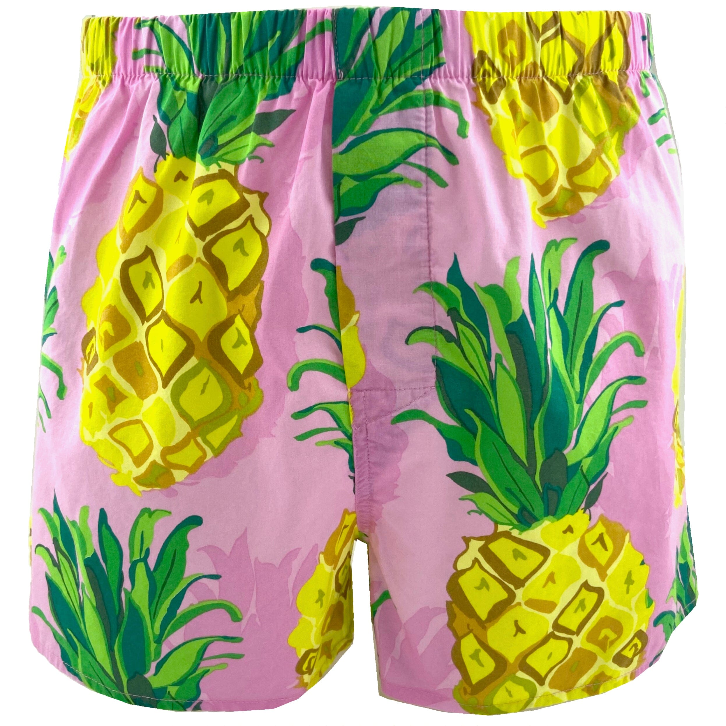 Bright Pink Tropical Fruity Pineapple Patterned Boxer Shorts for Men