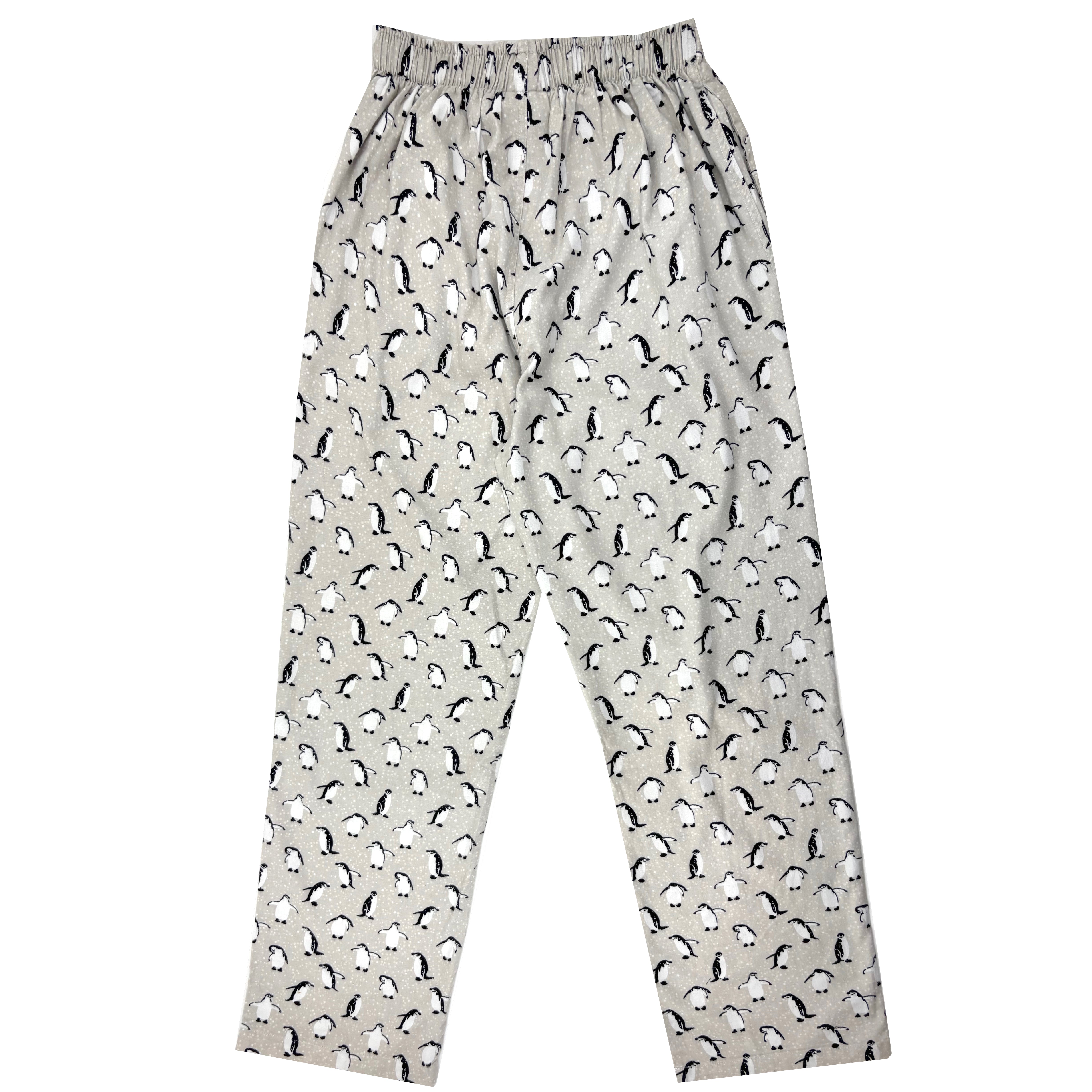 Pajama pants with a pattern on a white background