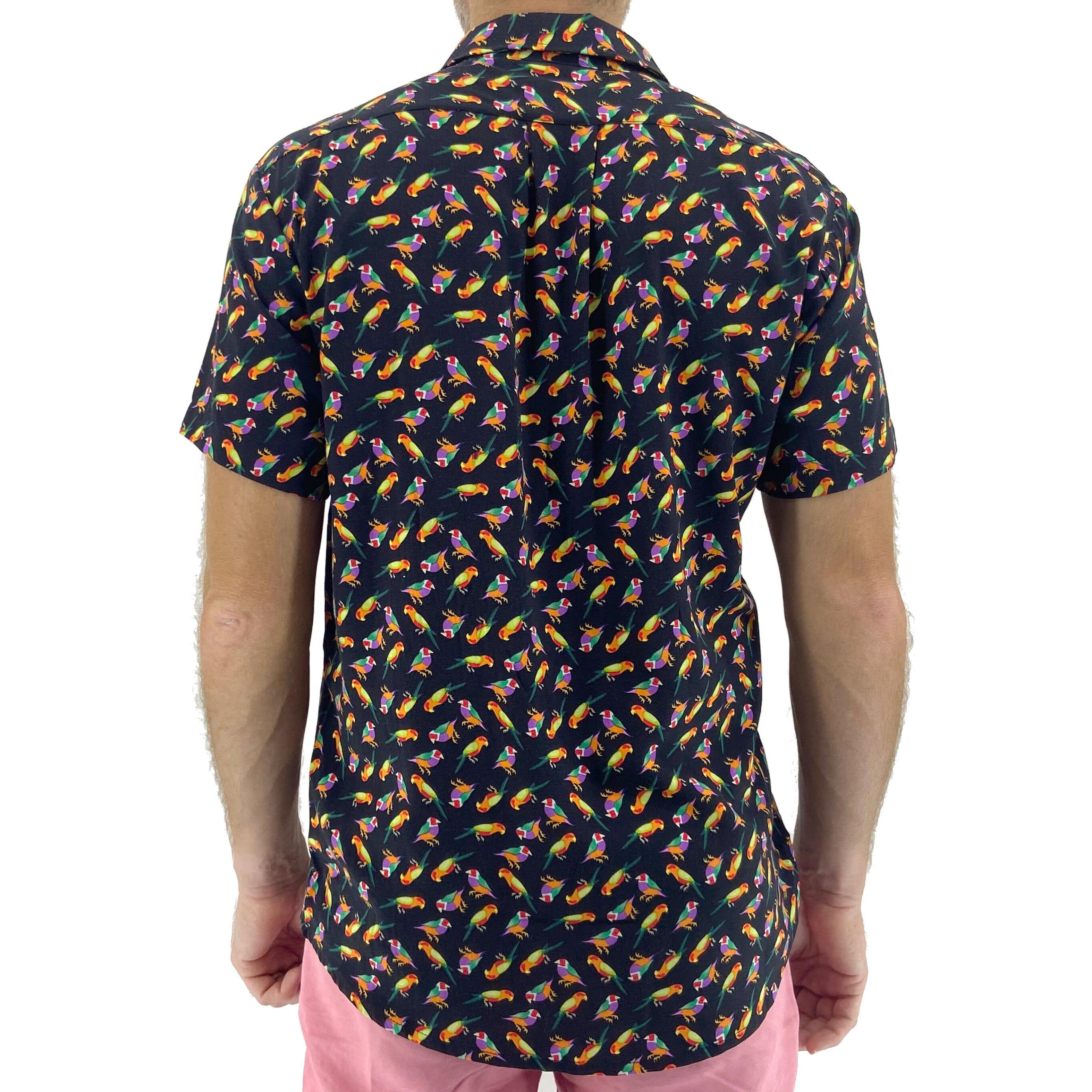 Men's Tropical Lovebirds Patterned Ultra Soft Hawaiian Shirt Tee