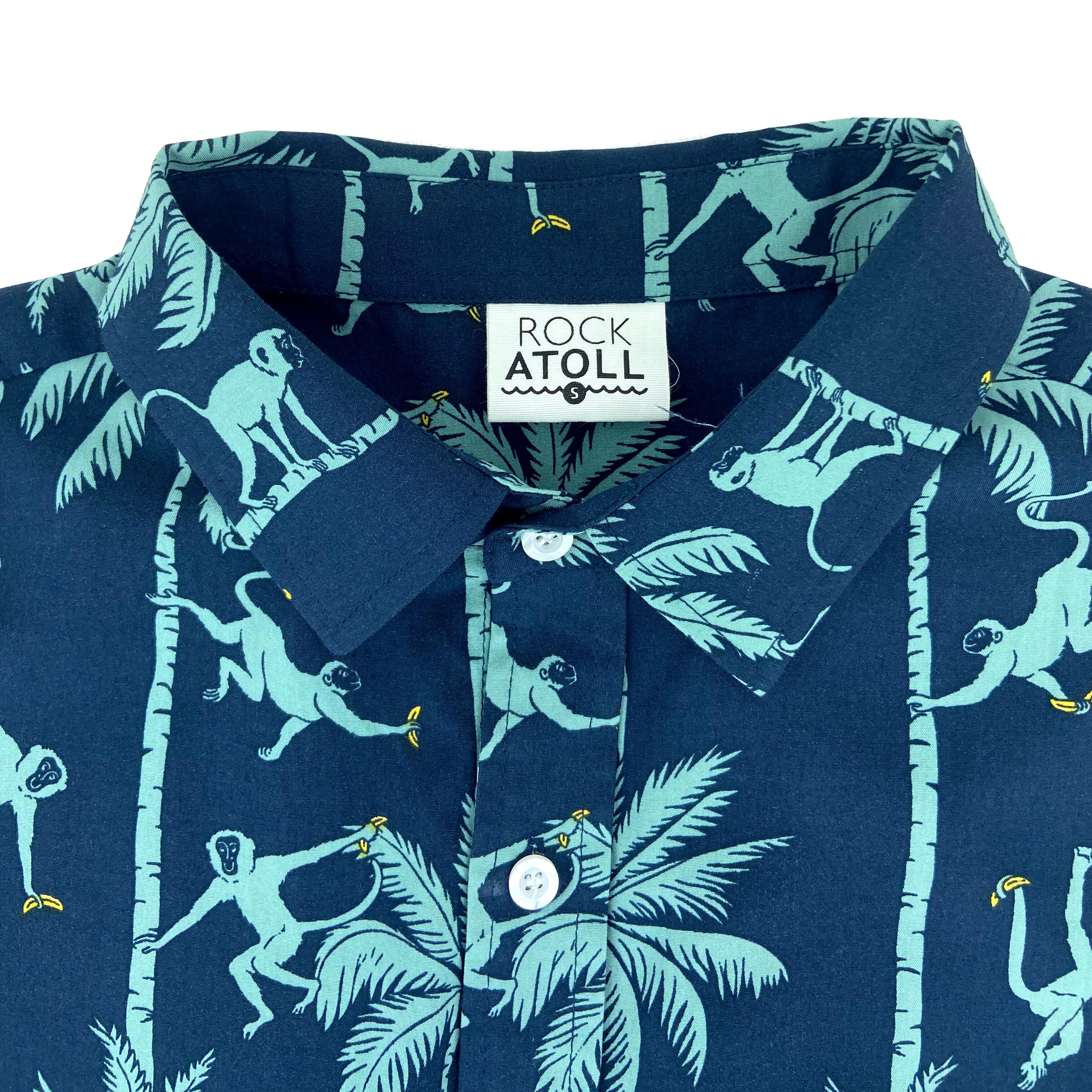 Buy Men's Short Sleeve Button Down Hawaiian Shirts with Monkey All Over Print