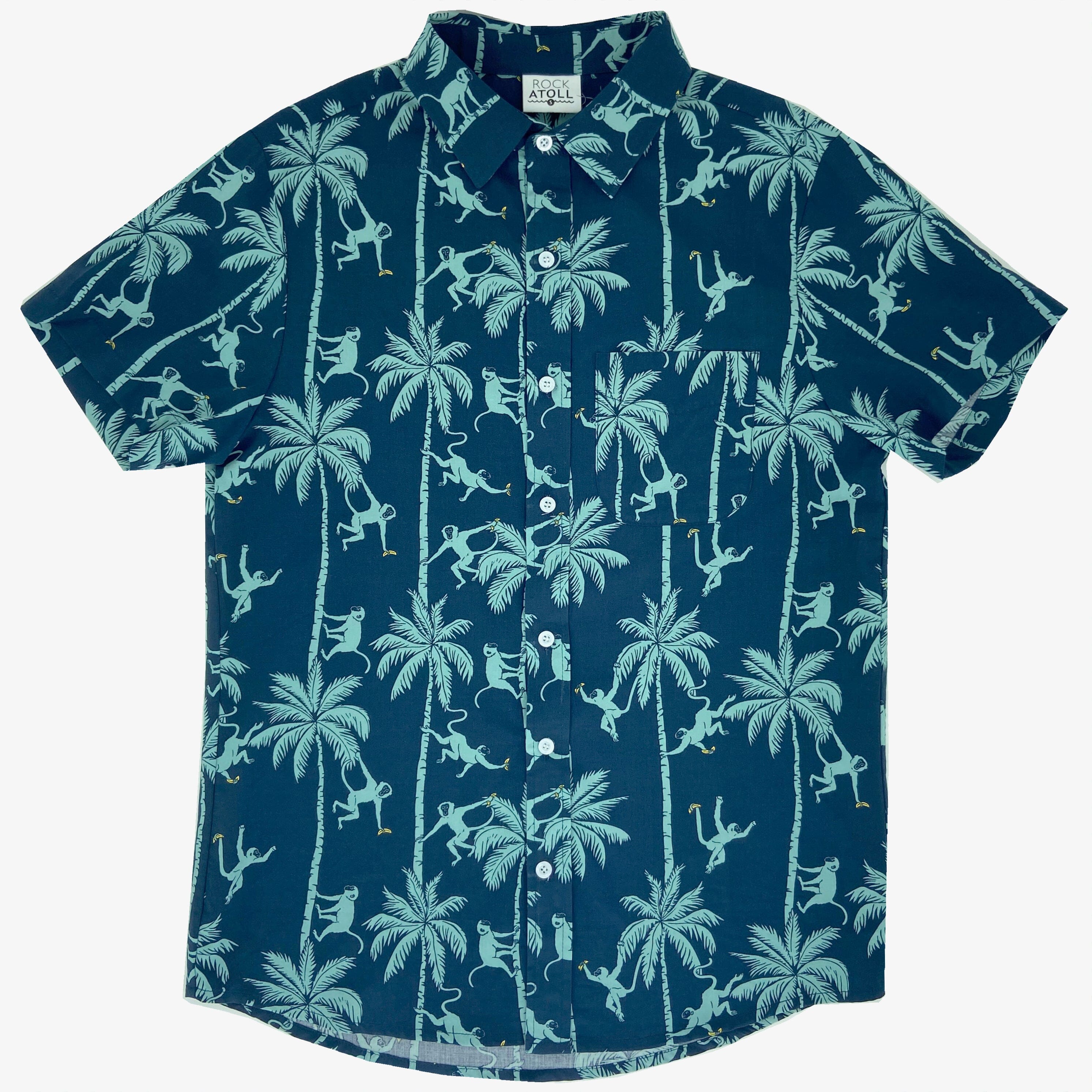 Buy Men's Short Sleeve Button Down Hawaiian Shirts with Monkey All Over Print
