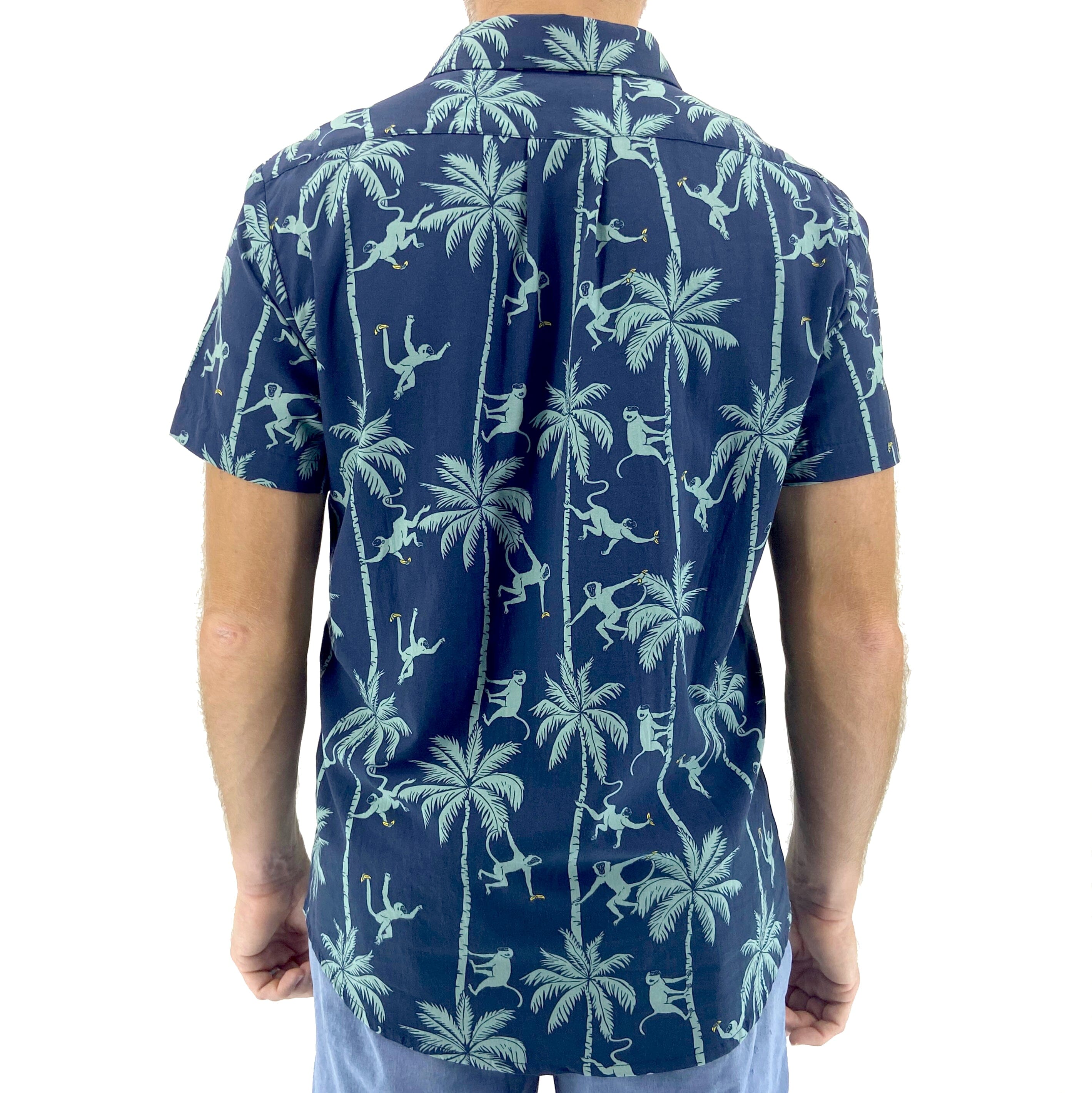 Buy Men's Short Sleeve Button Down Hawaiian Shirts with Monkey All Over Print