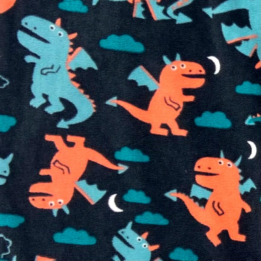 Men's Cartoon Mythical Dragon Patterned Fleece Pajama Pant Bottoms