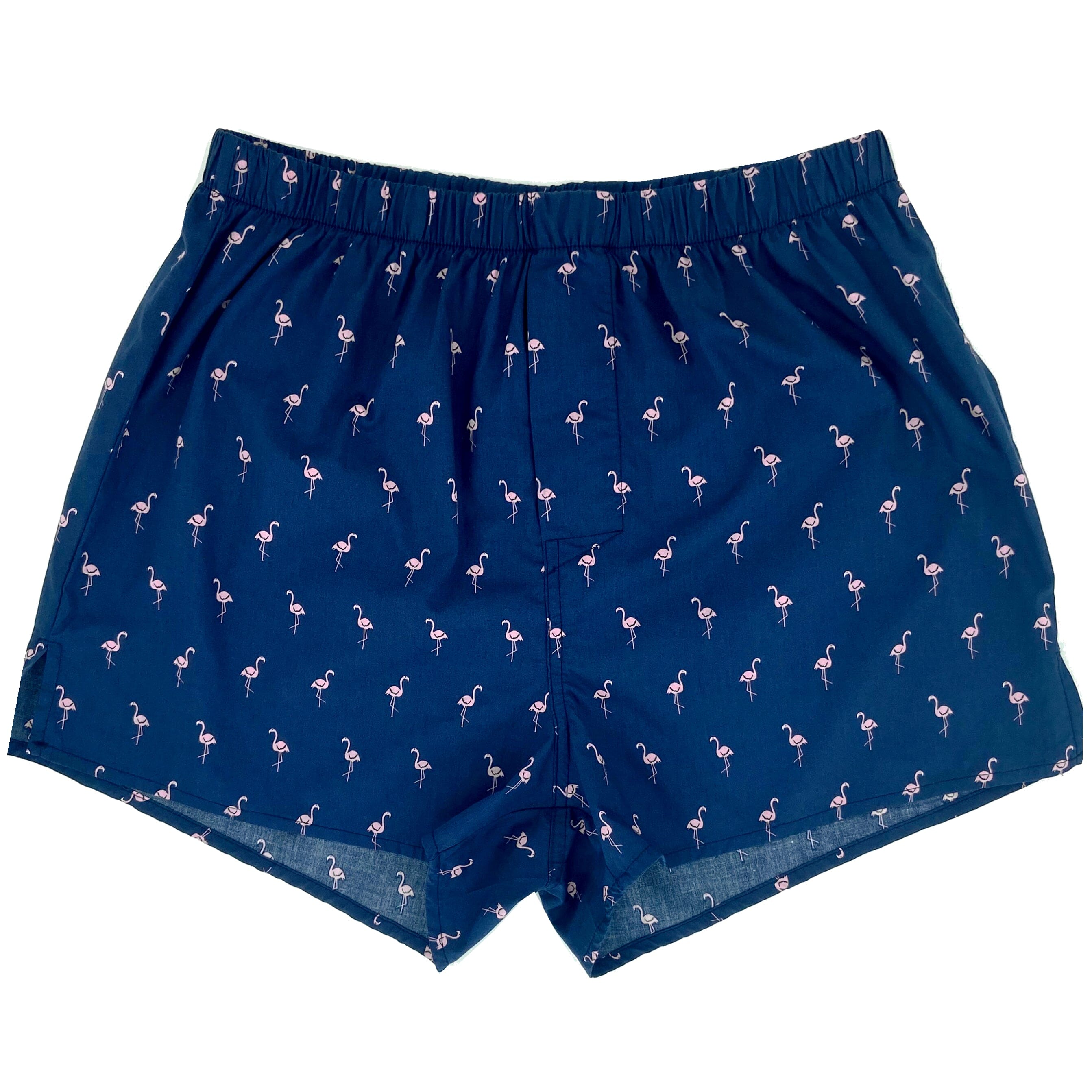 Men's Classic Navy Blue Boxer Shorts with Flamingo All Over Pattern