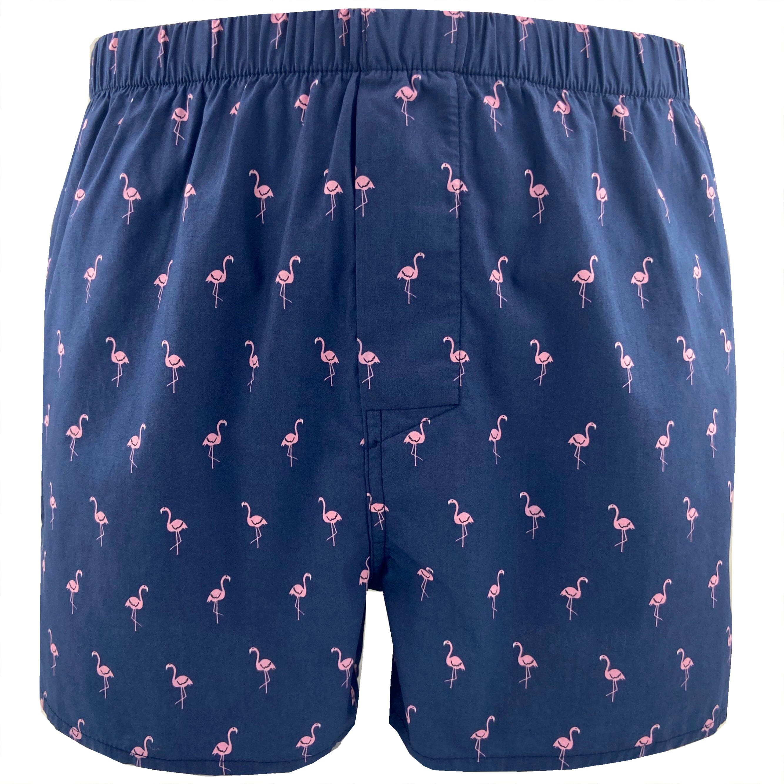 Men's Classic Navy Blue Boxer Shorts with Flamingo All Over Pattern