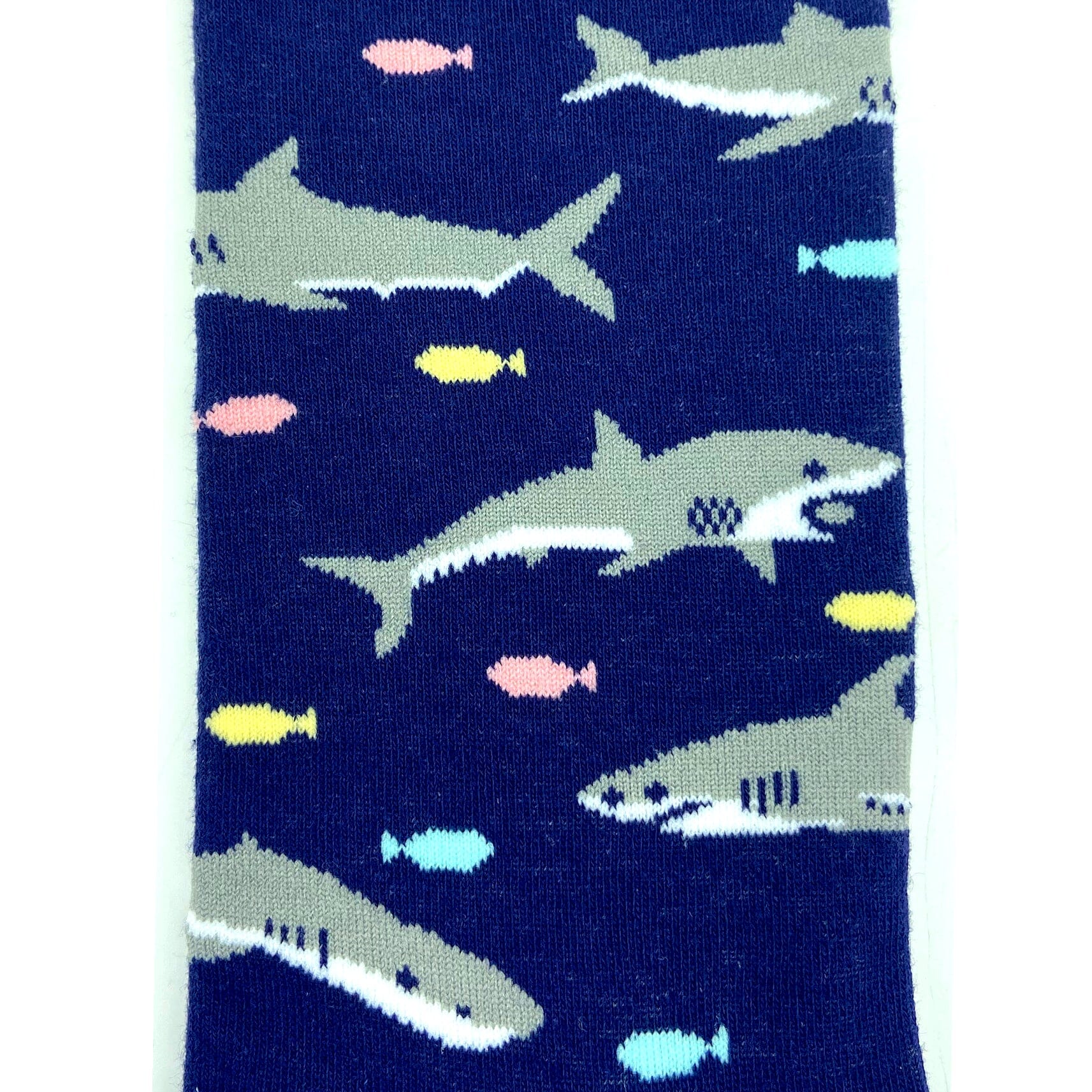 Classic Navy Blue Sea Creatures Inspired Shark Print Novelty Crew SocksClassic Navy Blue Sea Creatures Inspired Shark Print Novelty Crew Socks