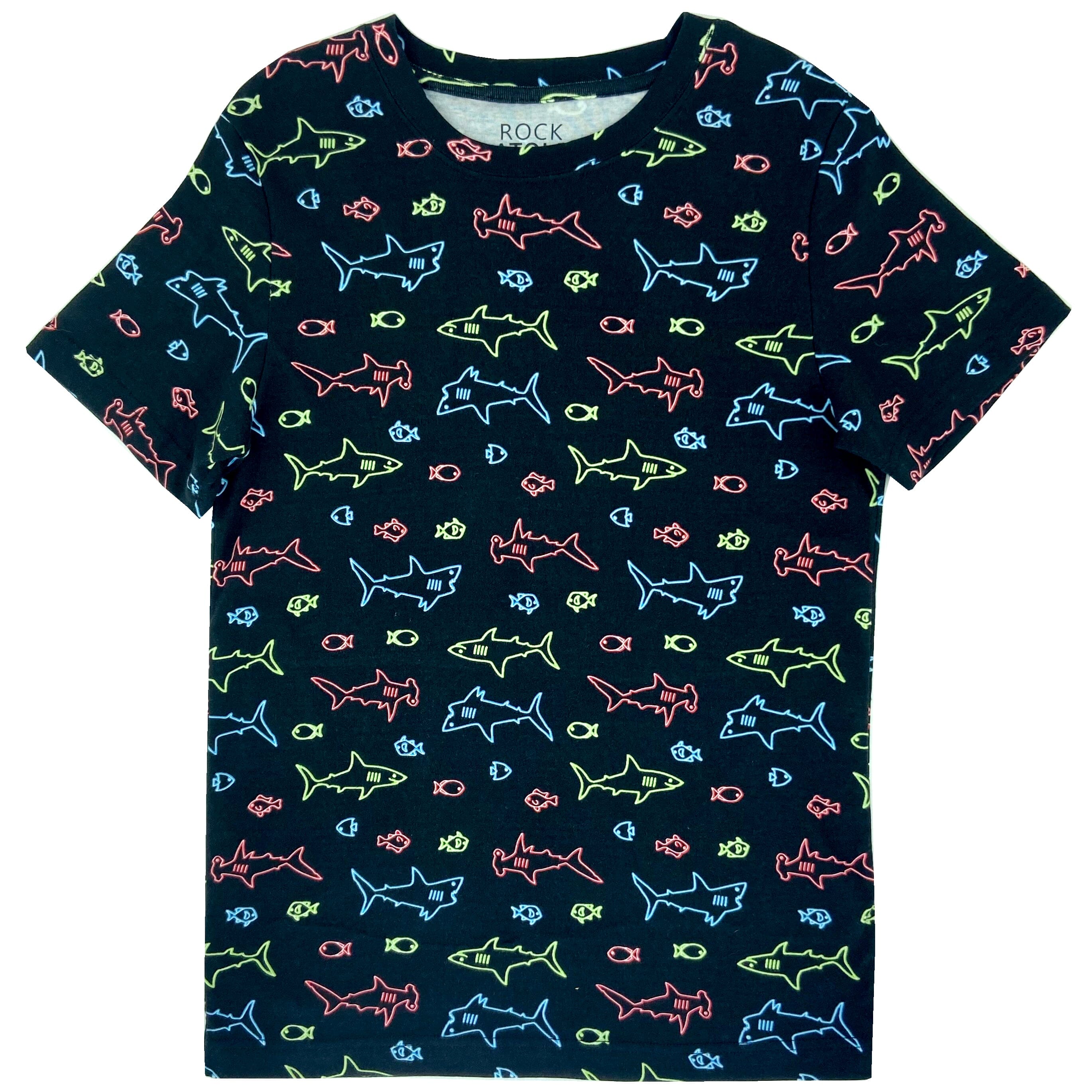 Men's Classic Hammerhead Shark Patterned Cotton Crew Neck T-Shirt Top