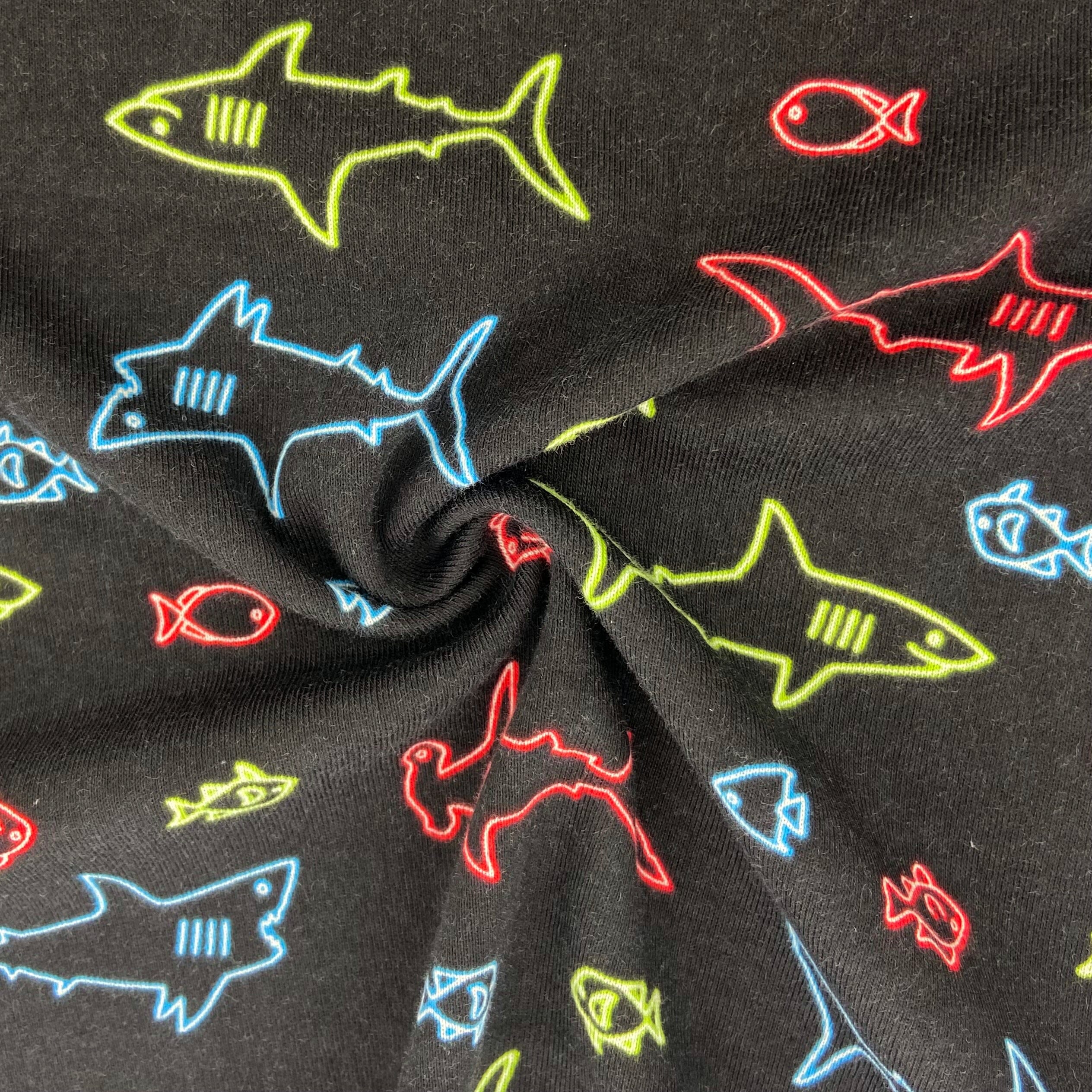 Men's Classic Hammerhead Shark Patterned Cotton Crew Neck T-Shirt Top