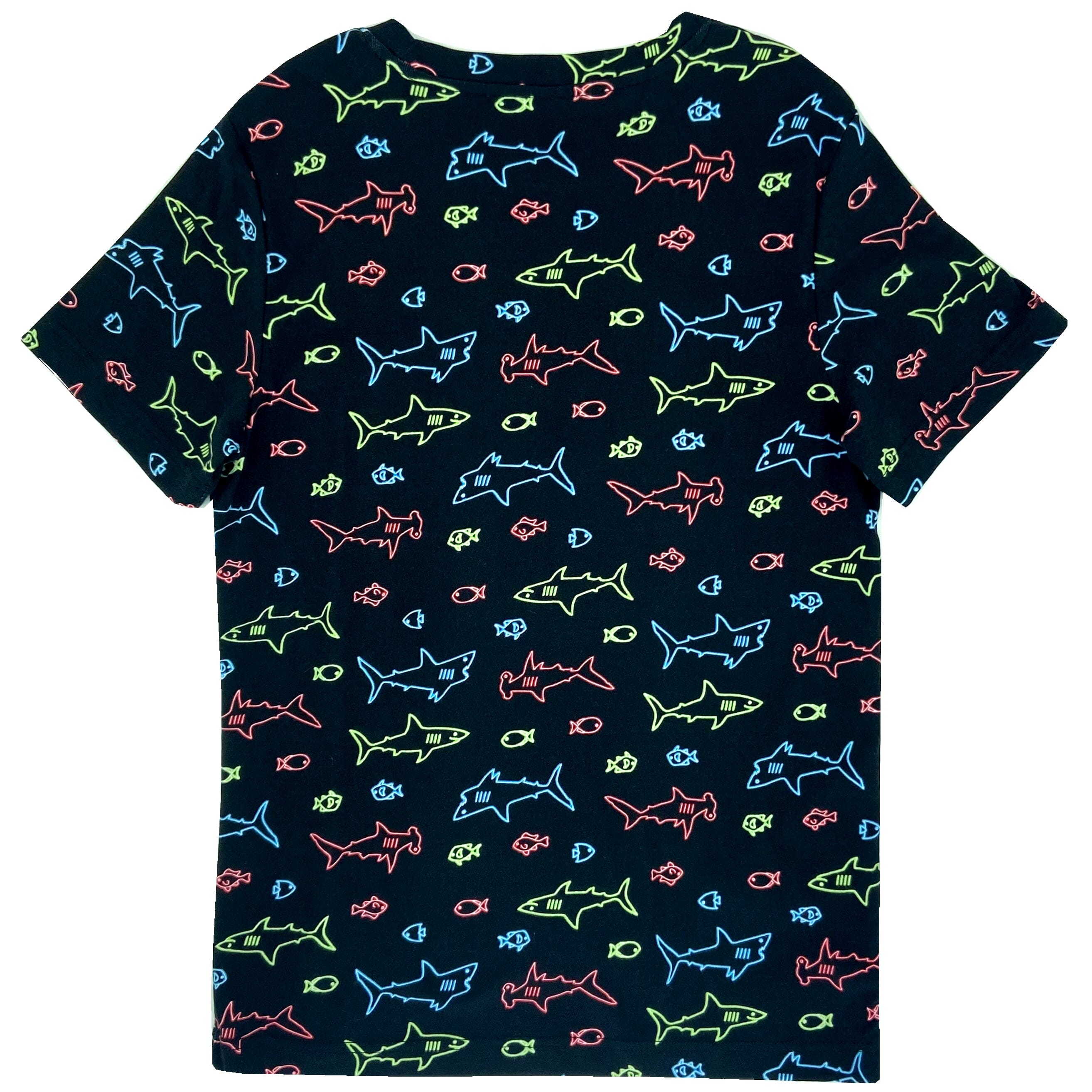 Men's Classic Hammerhead Shark Patterned Cotton Crew Neck T-Shirt Top