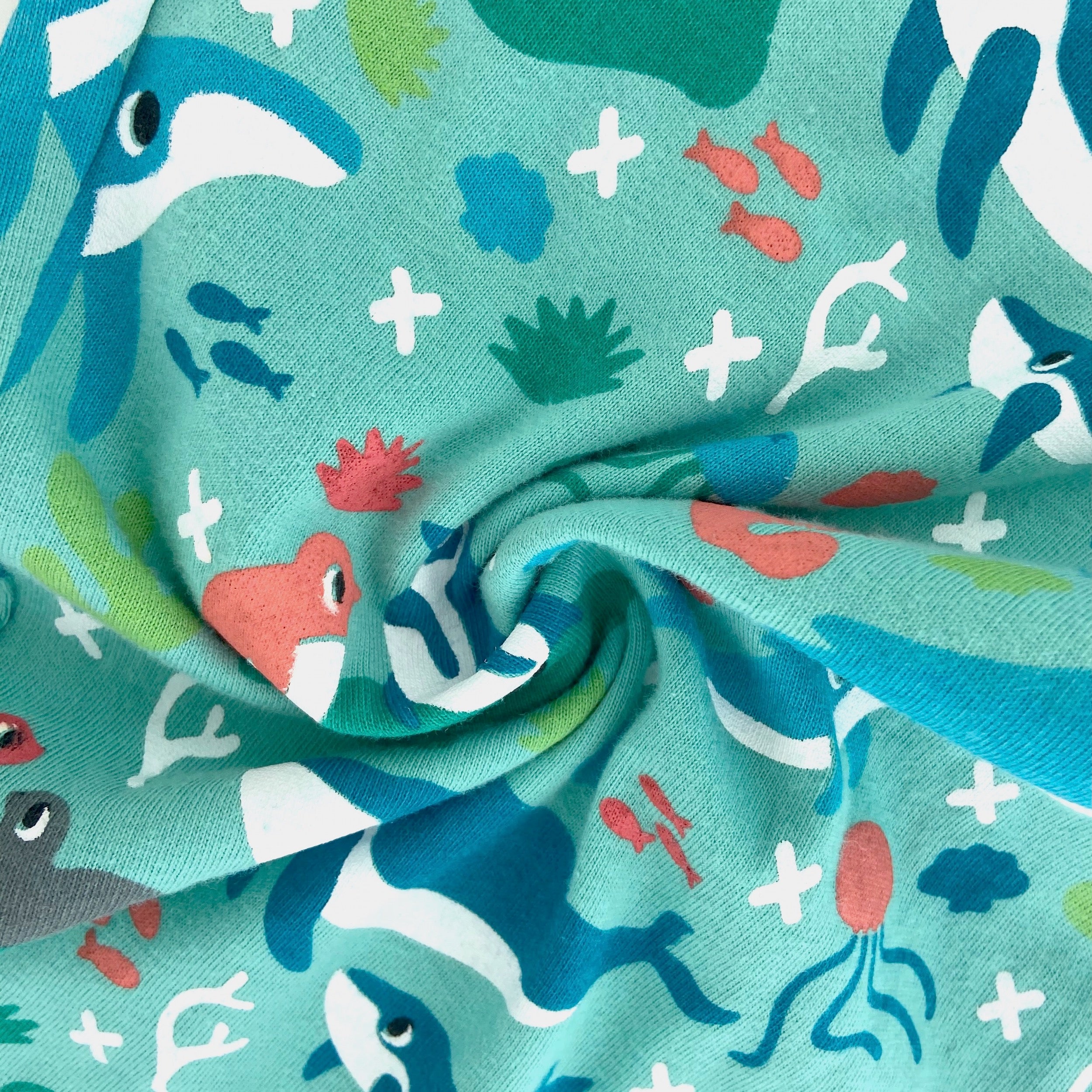 Women's Blue Ocean Sea Creatures Whale Patterned Cotton Pajama Shorts