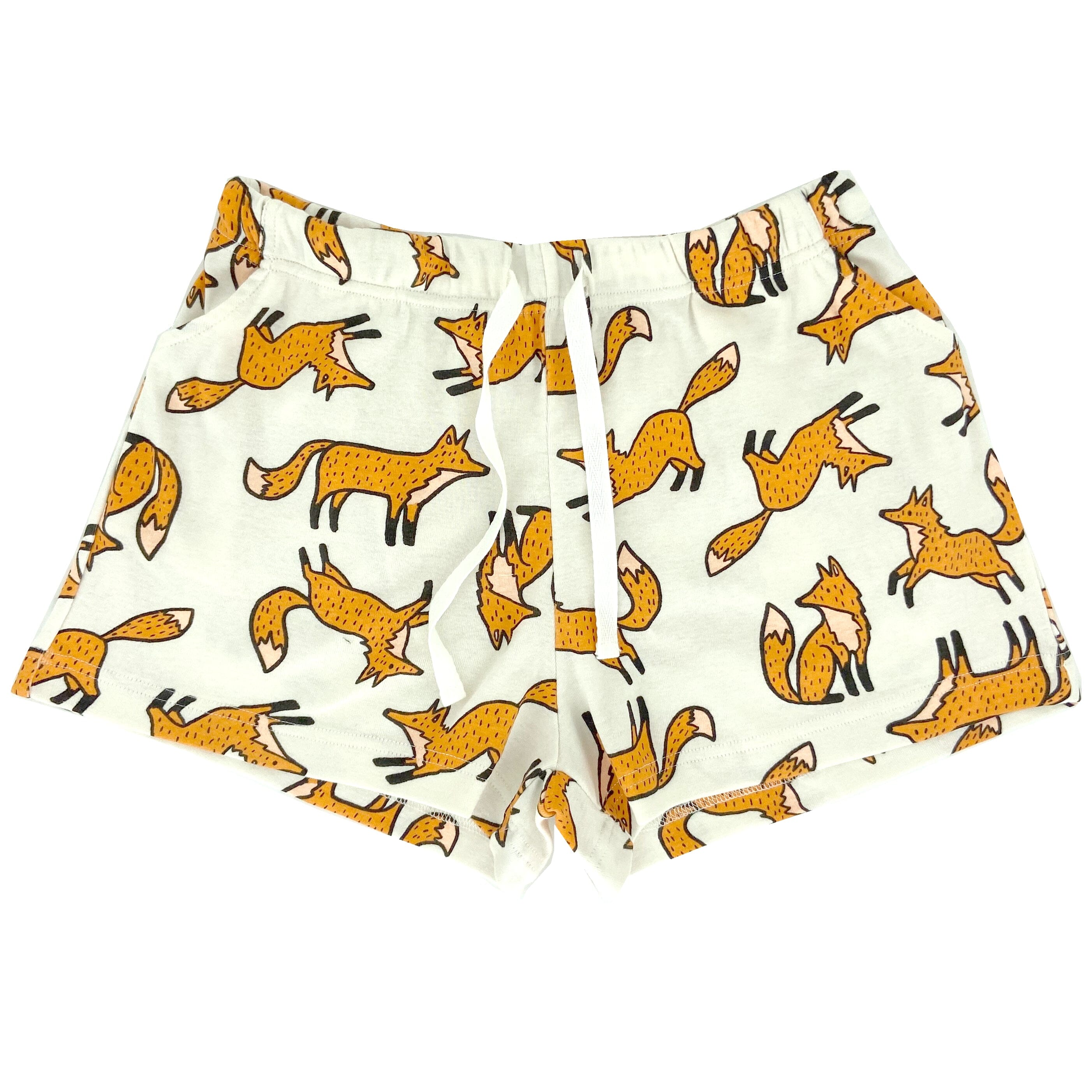 Women's Cute Orange Fox All-Over Print Cotton Knit PJ Pyjama Shorts