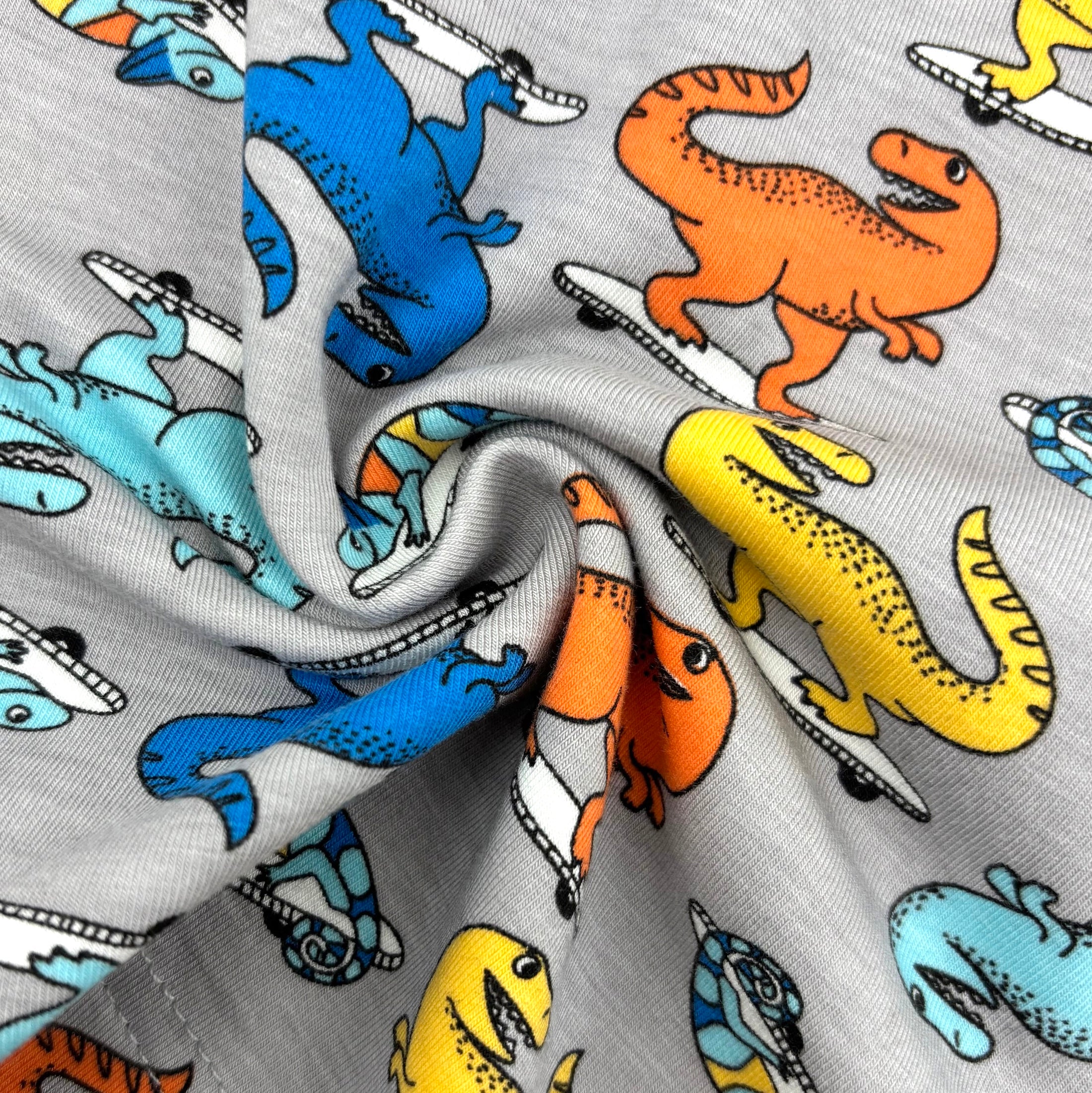 Men's Cartoon Dinosaurs on Skateboards Print Cotton Knit Pajama Shorts
