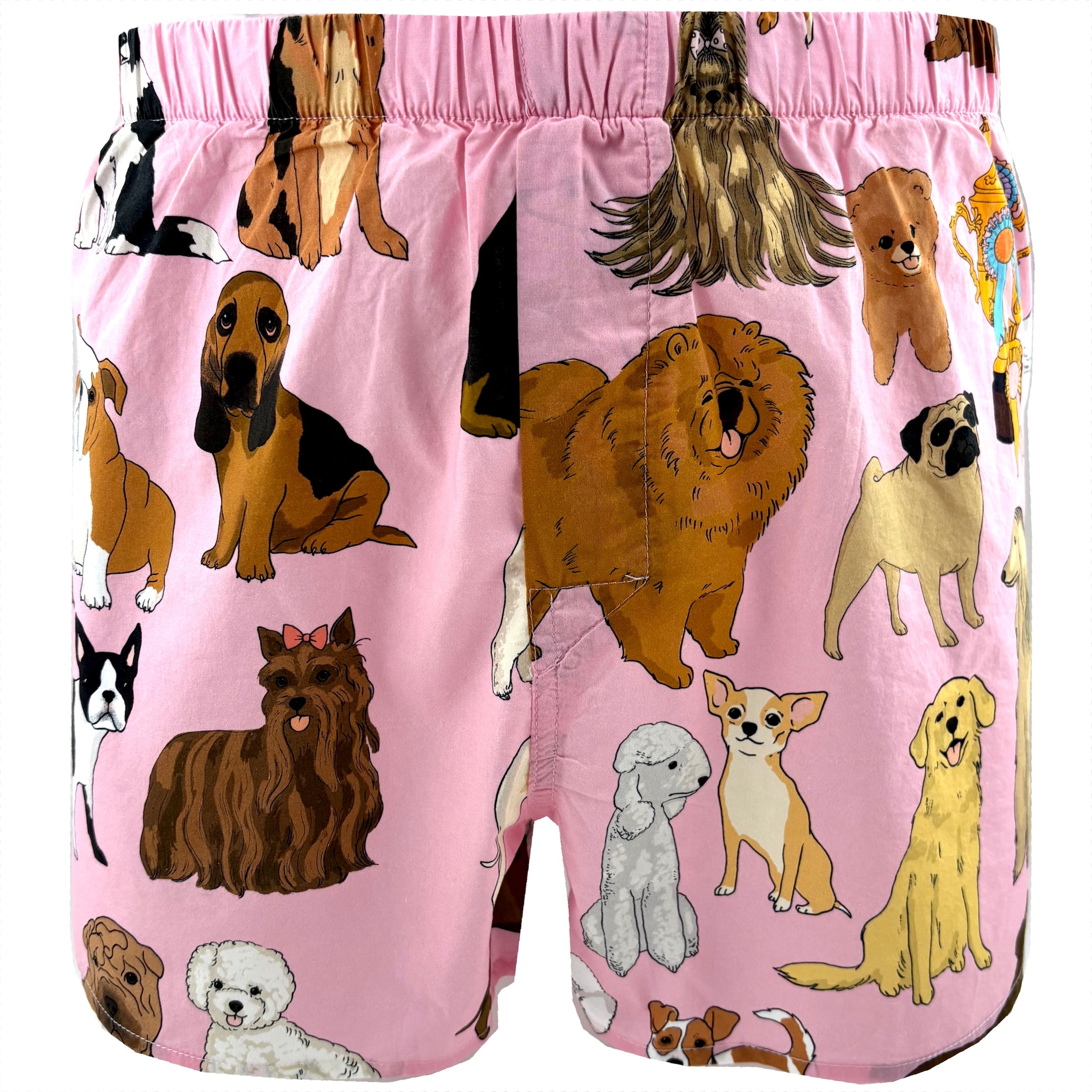 Men's Light Pink Dog Show Themed Dog Breed Patterned Boxer Shorts