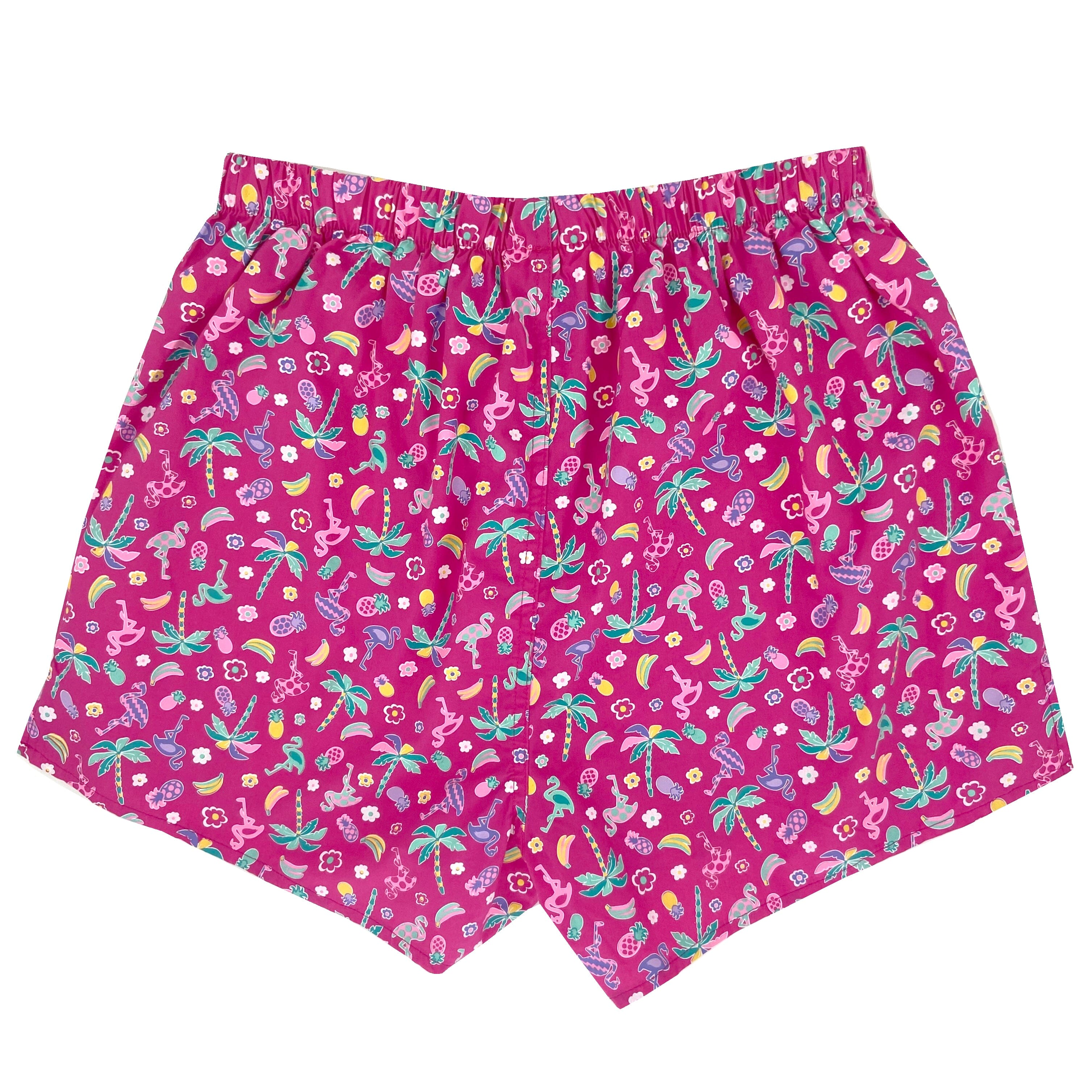 Men's Colorful Tropical Fruit & Flamingo Print Boxer Shorts Underwear