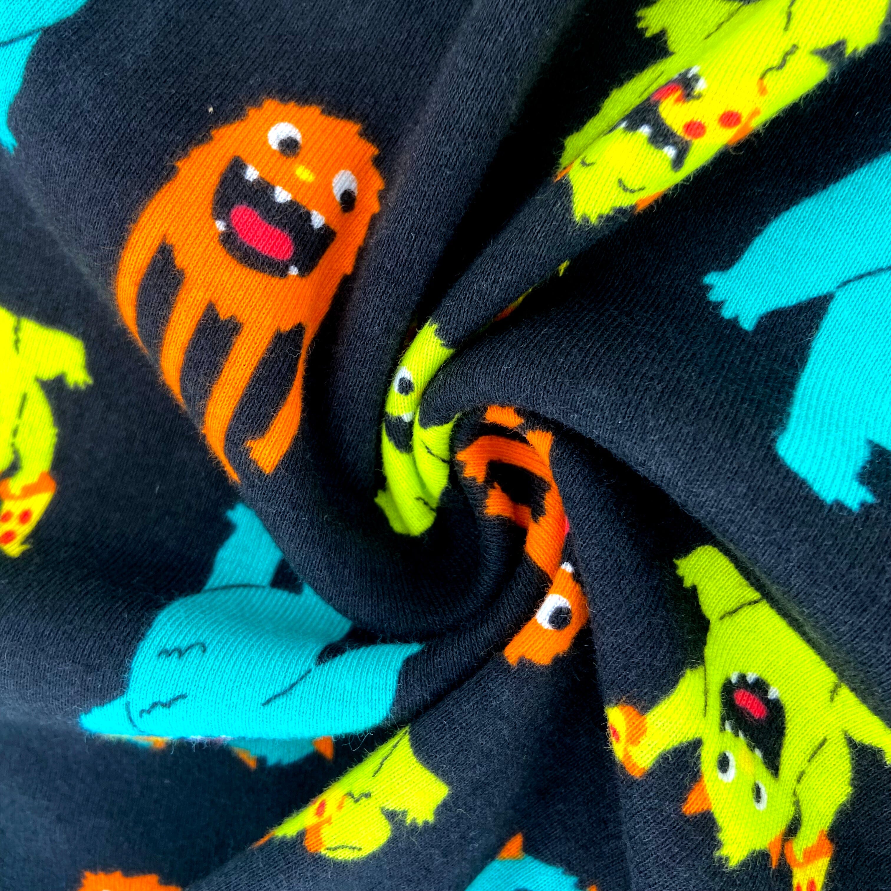 Men's Comfy Pizza Monster Patterned Cotton Knit Pajama Sleep Shorts