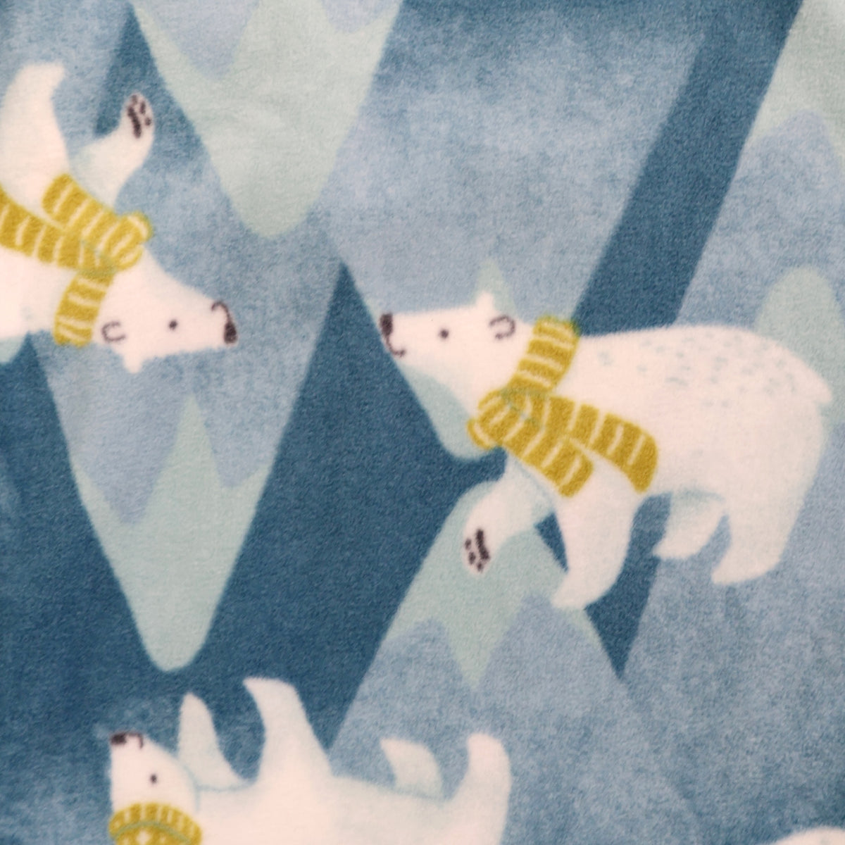 Men's Winter Polar Bear All Over Print Long Fleece Pajama PJ Bottoms