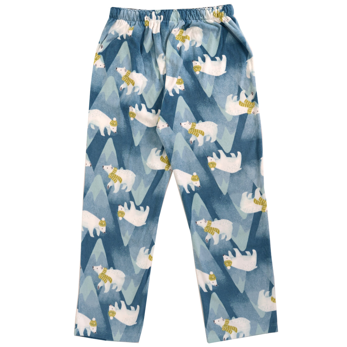 Men's Winter Polar Bear All Over Print Long Fleece Pajama PJ Bottoms