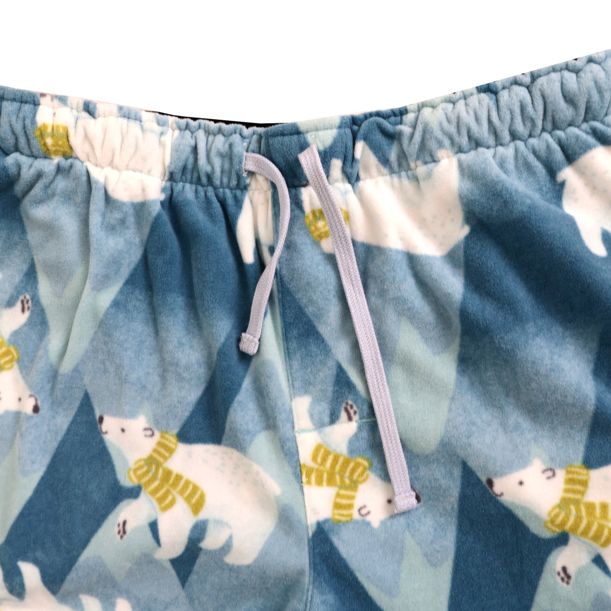 Men's Winter Polar Bear All Over Print Long Fleece Pajama PJ Bottoms