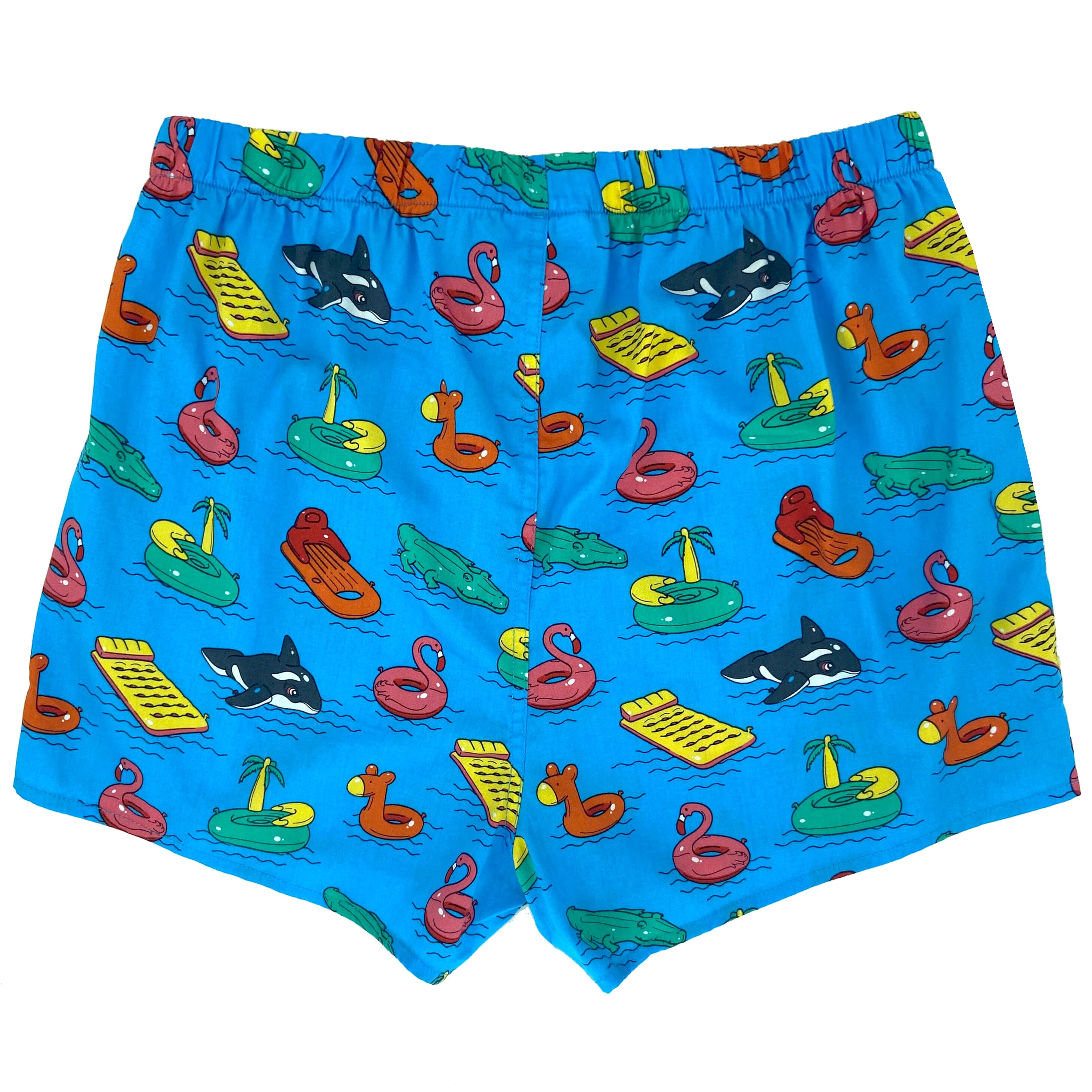 Men's Summer Beach Party Flamingo Pool Float Patterned Boxer Shorts 