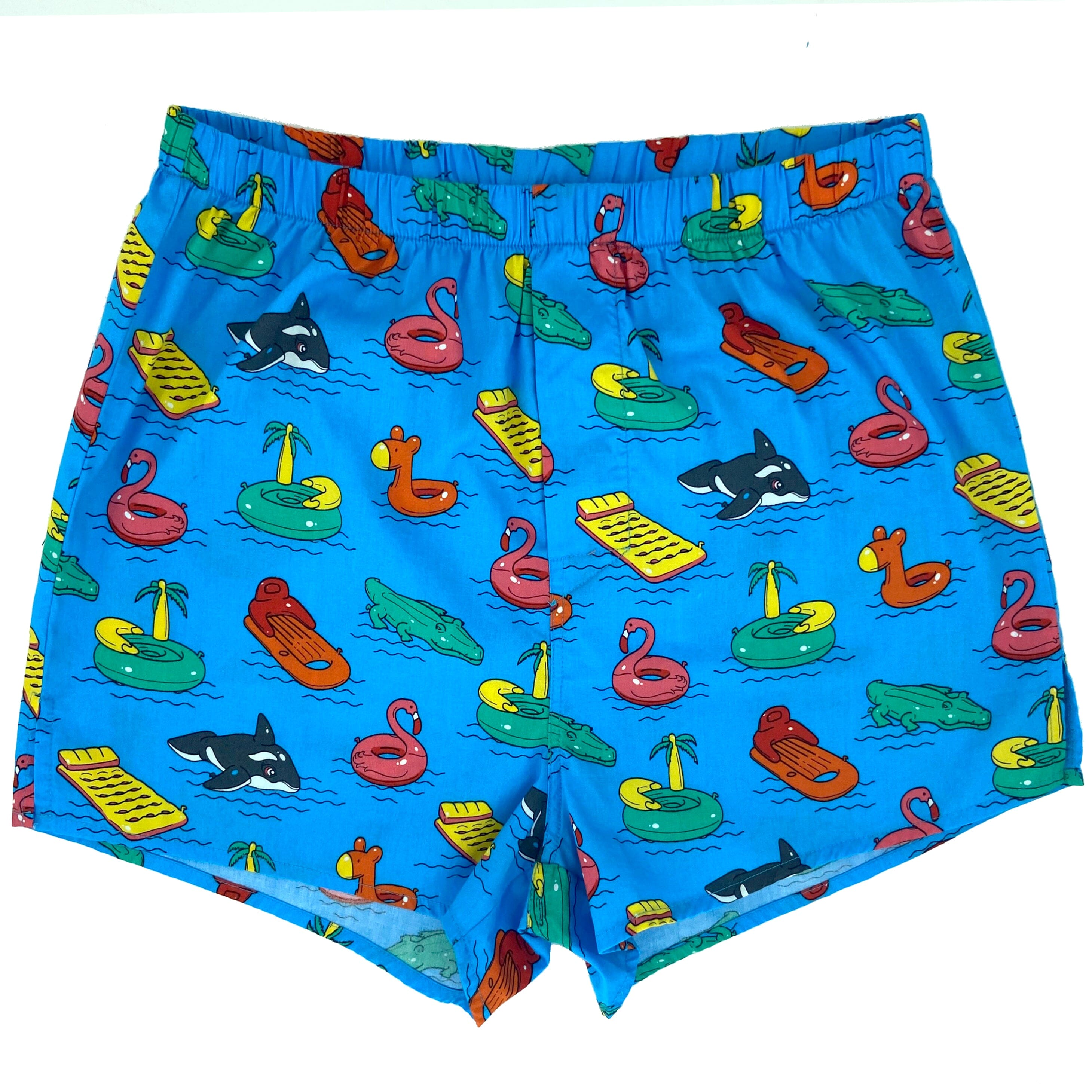 Men's Summer Beach Party Flamingo Pool Float Patterned Boxer Shorts 