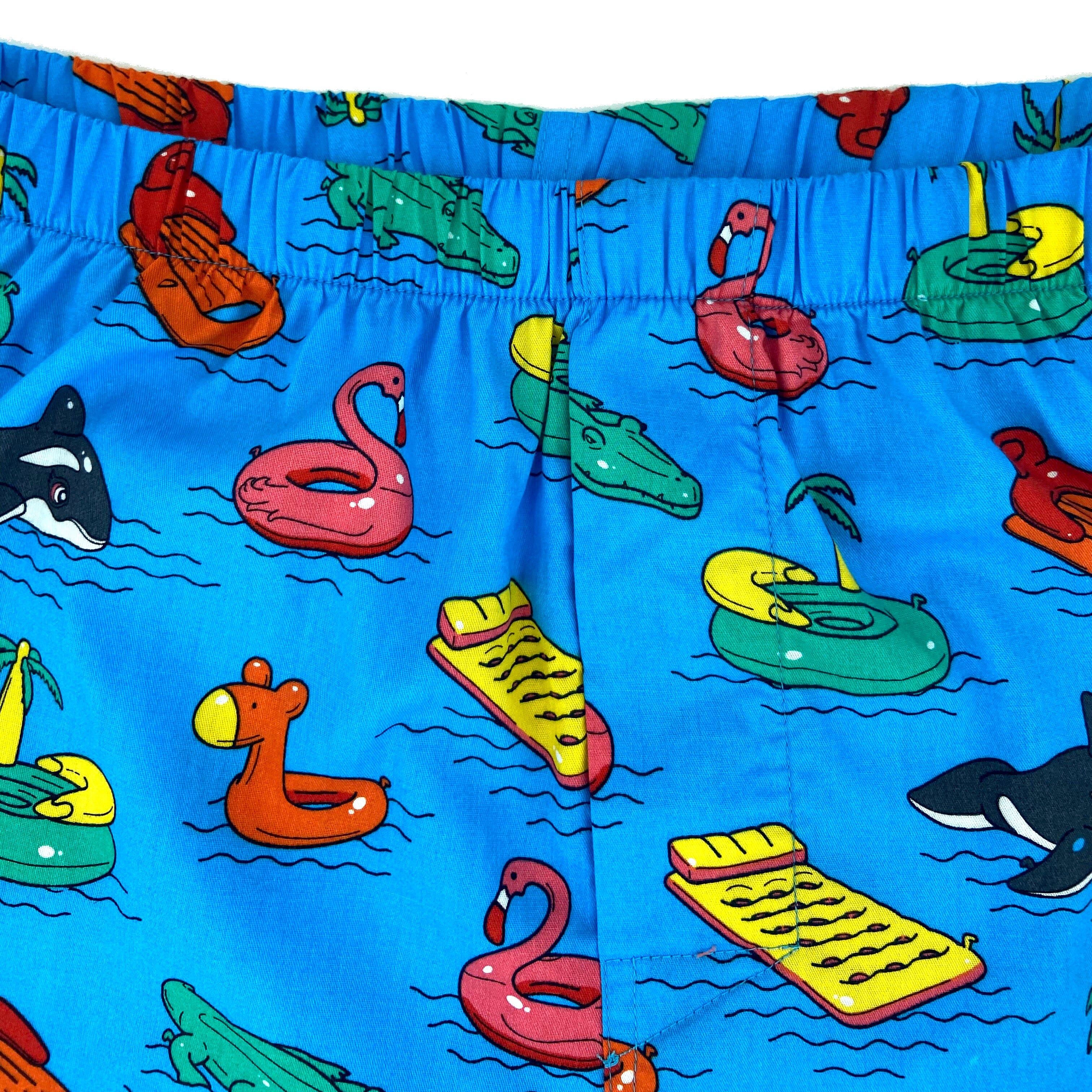 Men's Summer Beach Party Flamingo Pool Float Patterned Boxer Shorts 