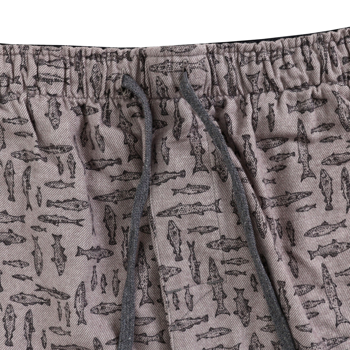 Men's Cotton Fishing Themed Fish All Over Print Flannel Pajama Pants with Drawstring Waistband