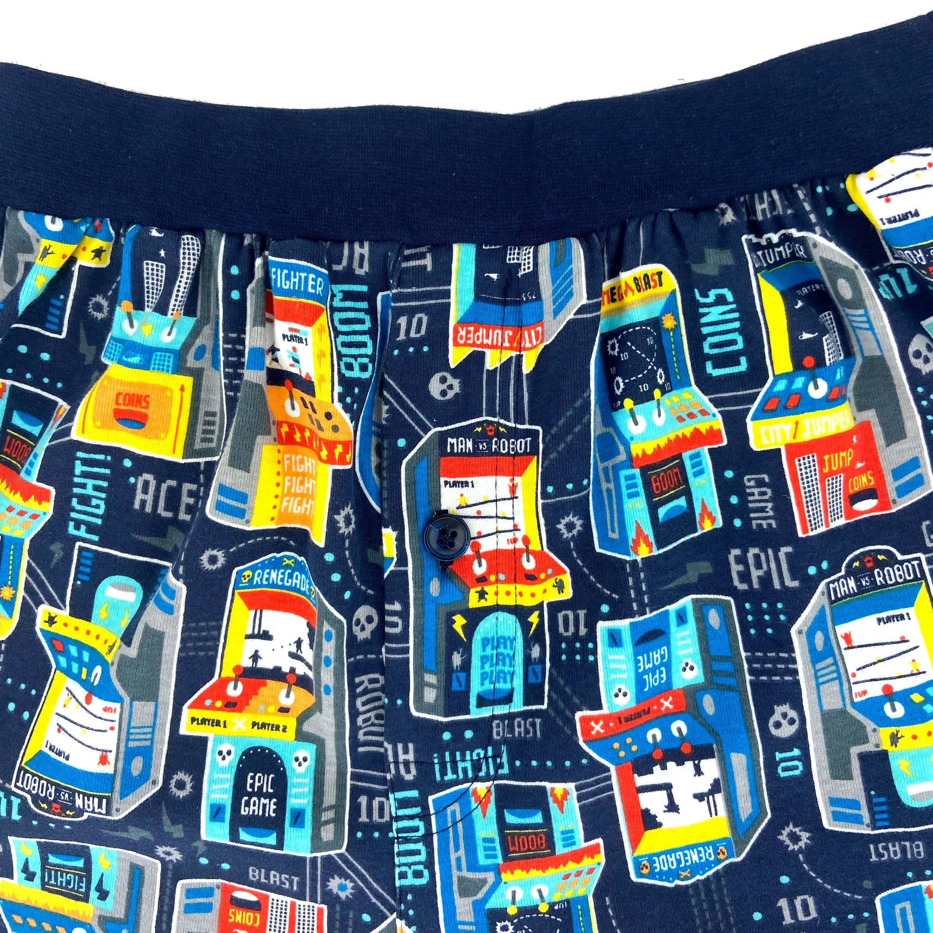 Men's Retro Arcade Game Print Soft Cotton Knit Pyjama Boxer Shorts