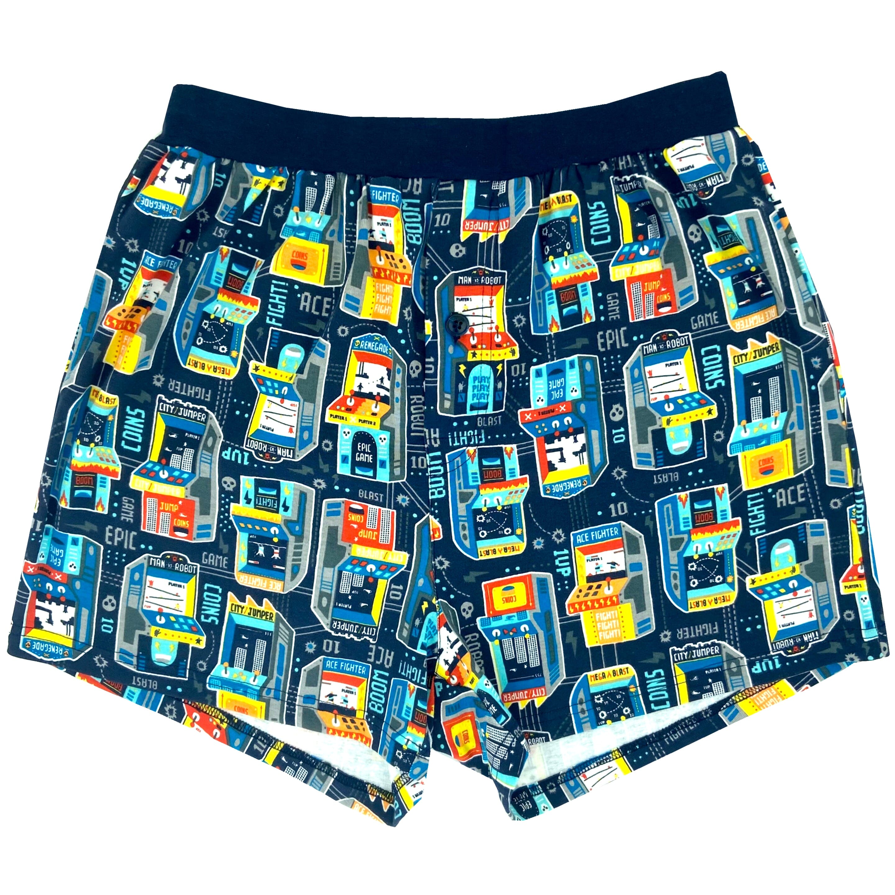 Men's Retro Arcade Game Print Soft Cotton Knit Pyjama Boxer Shorts