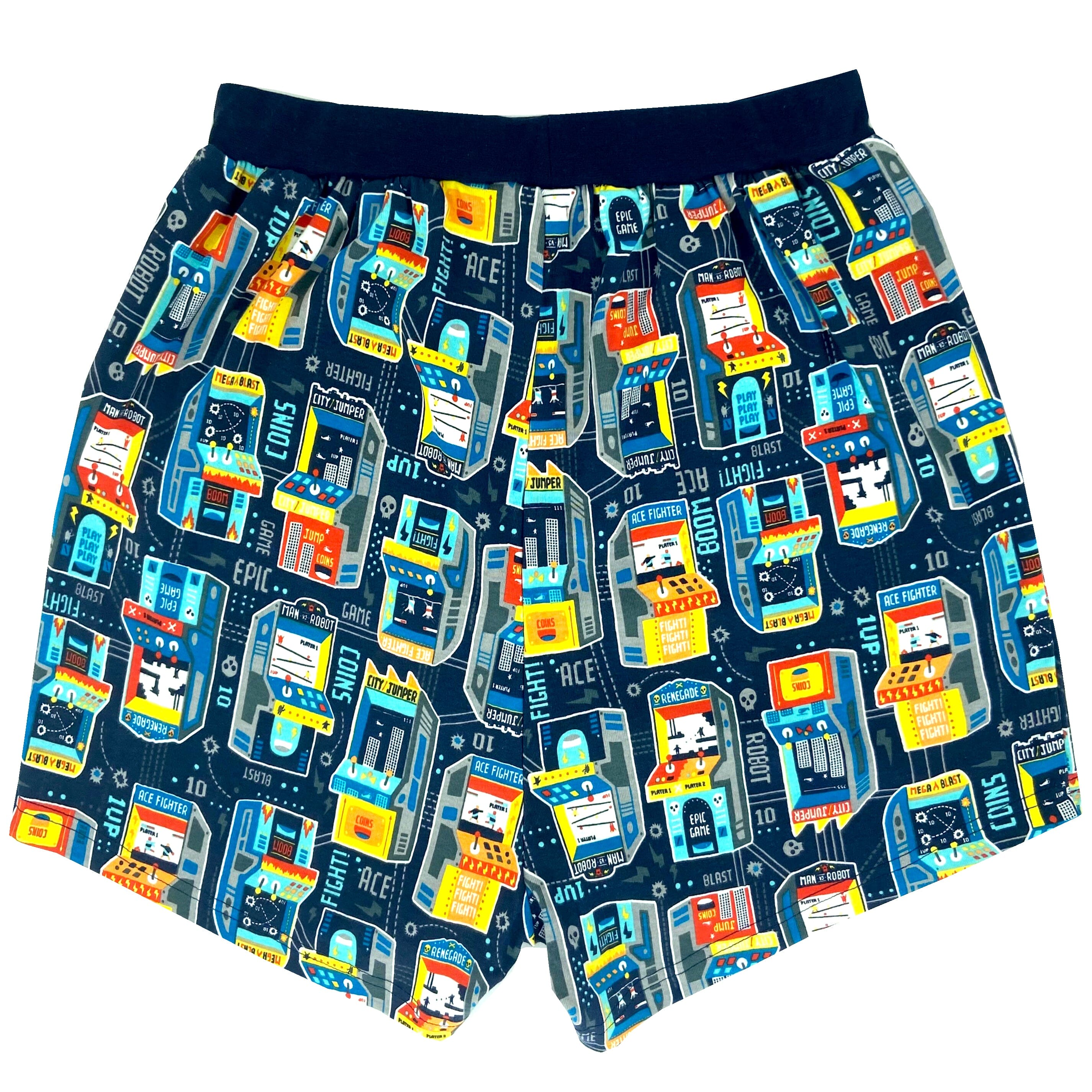 Men's Retro Arcade Game Print Soft Cotton Knit Pyjama Boxer Shorts