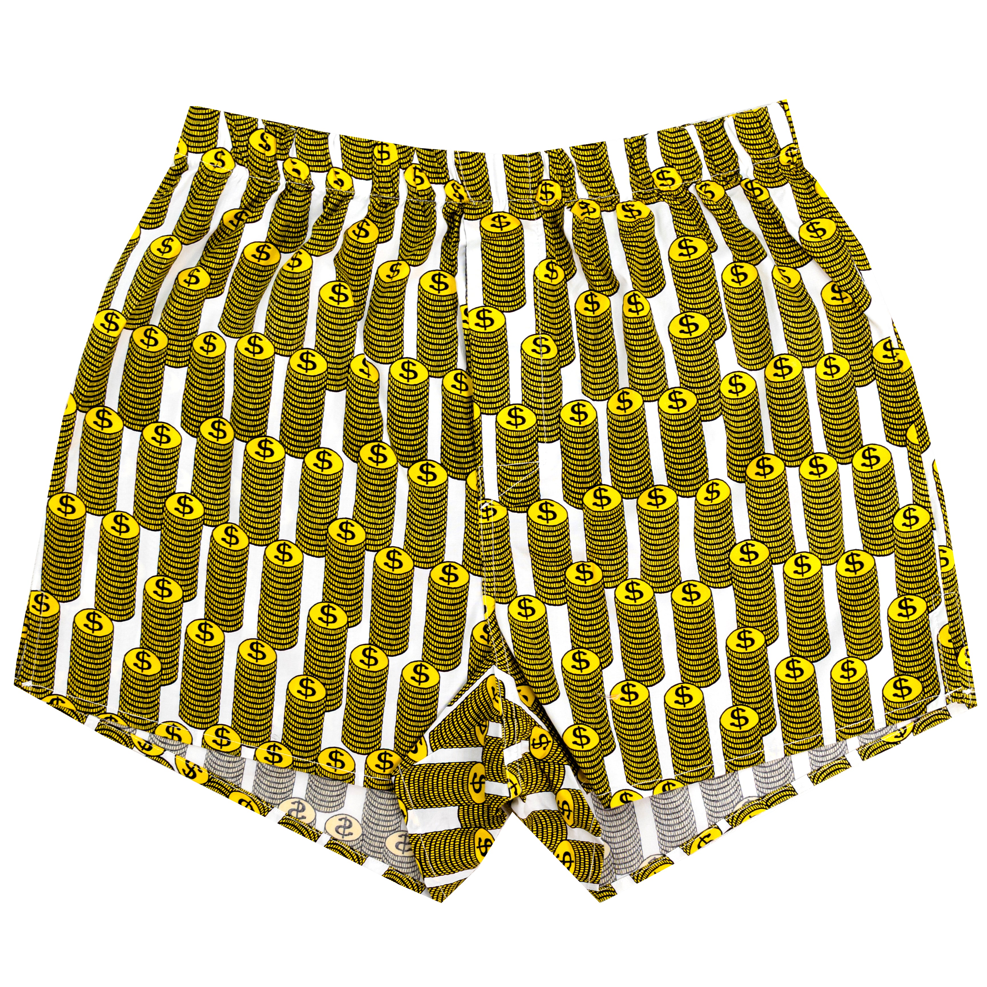 Men's Money Stacked Gold Coins Cash All Over Print Cotton Boxer Shorts fun Novelty Pattern