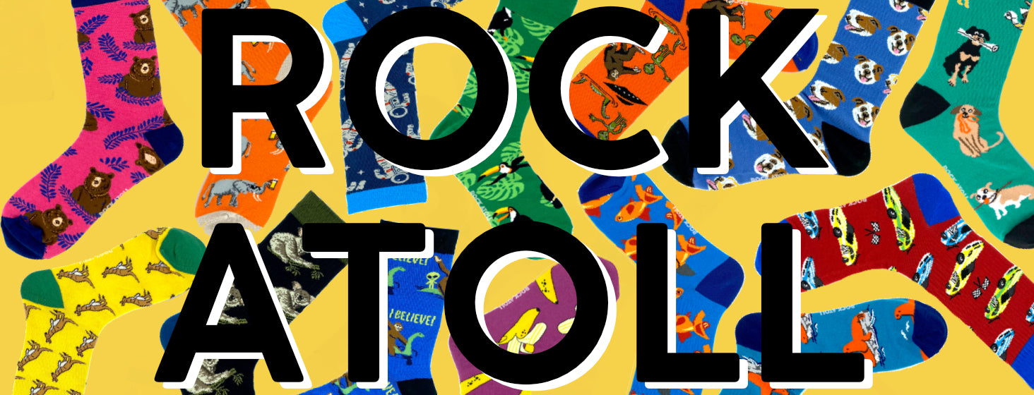 ROCK ATOLL Men's Novelty Socks. Funky Crew Socks For Men and Women. Unisex Fancy Colorful Socks