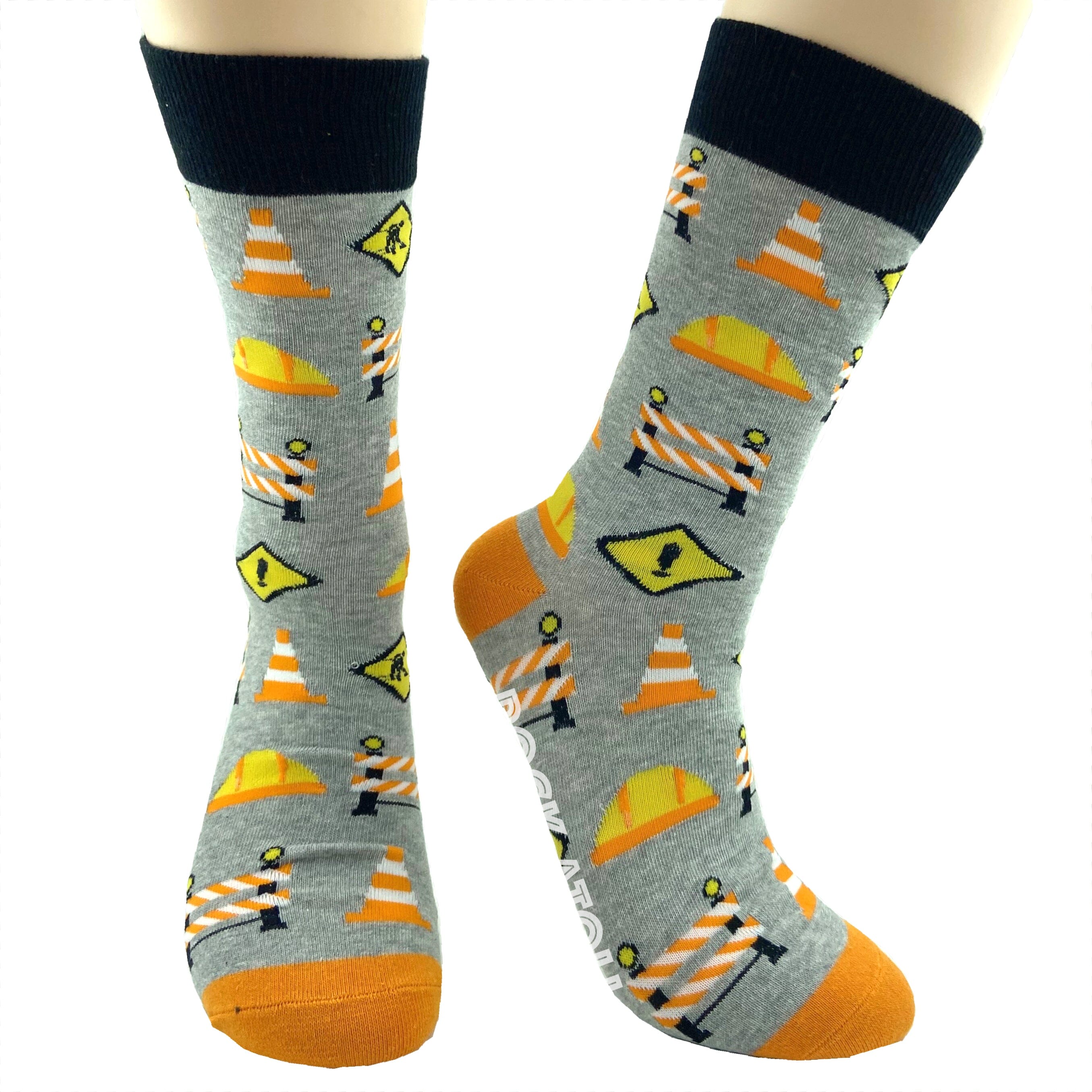 Unisex Highway Maintenance Road Construction Themed Novelty Crew Socks