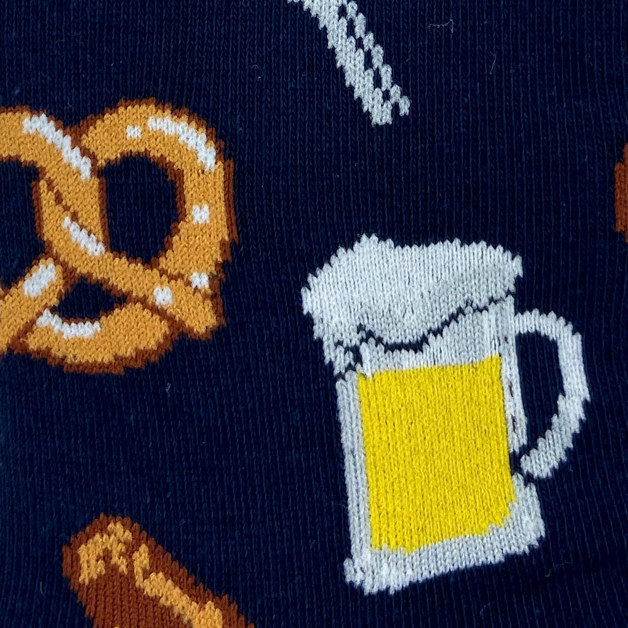 Black Unisex Sausages Pretzels & Beer Patterned Novelty Crew Socks