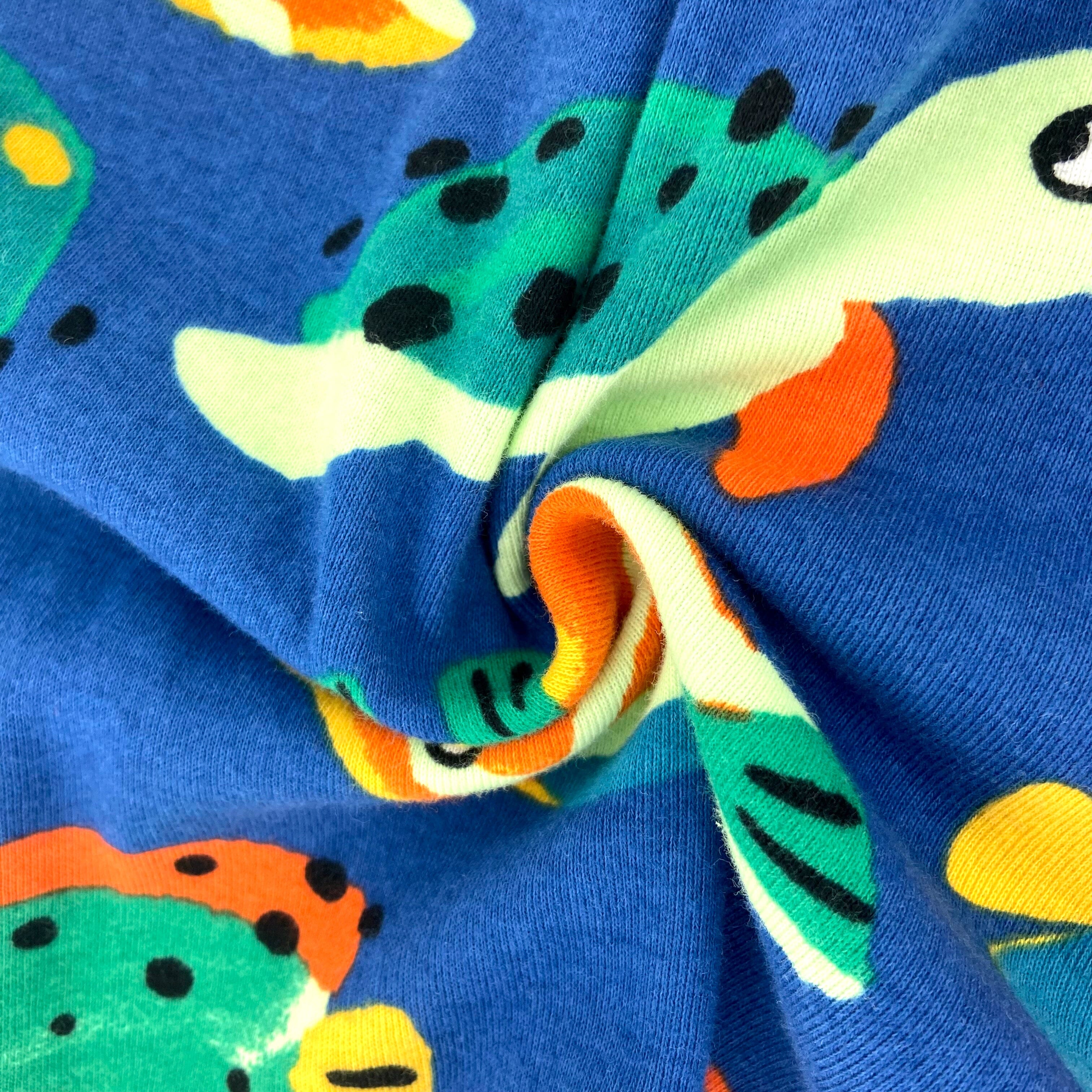Men's Blue Fish Seahorse All Over Print Animal Themed Knit PJ Bottoms