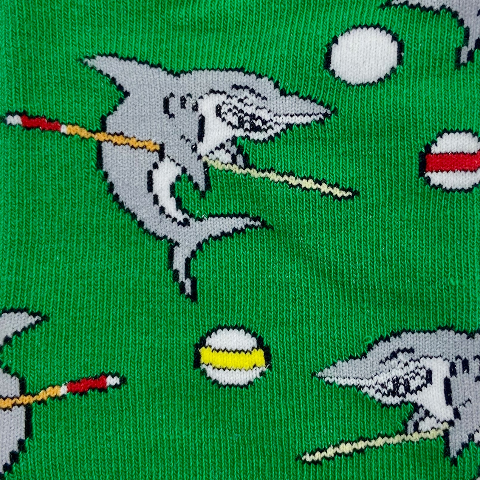 Sharks Playing Pool Billiards Snooker Patterned Novelty Socks in Green