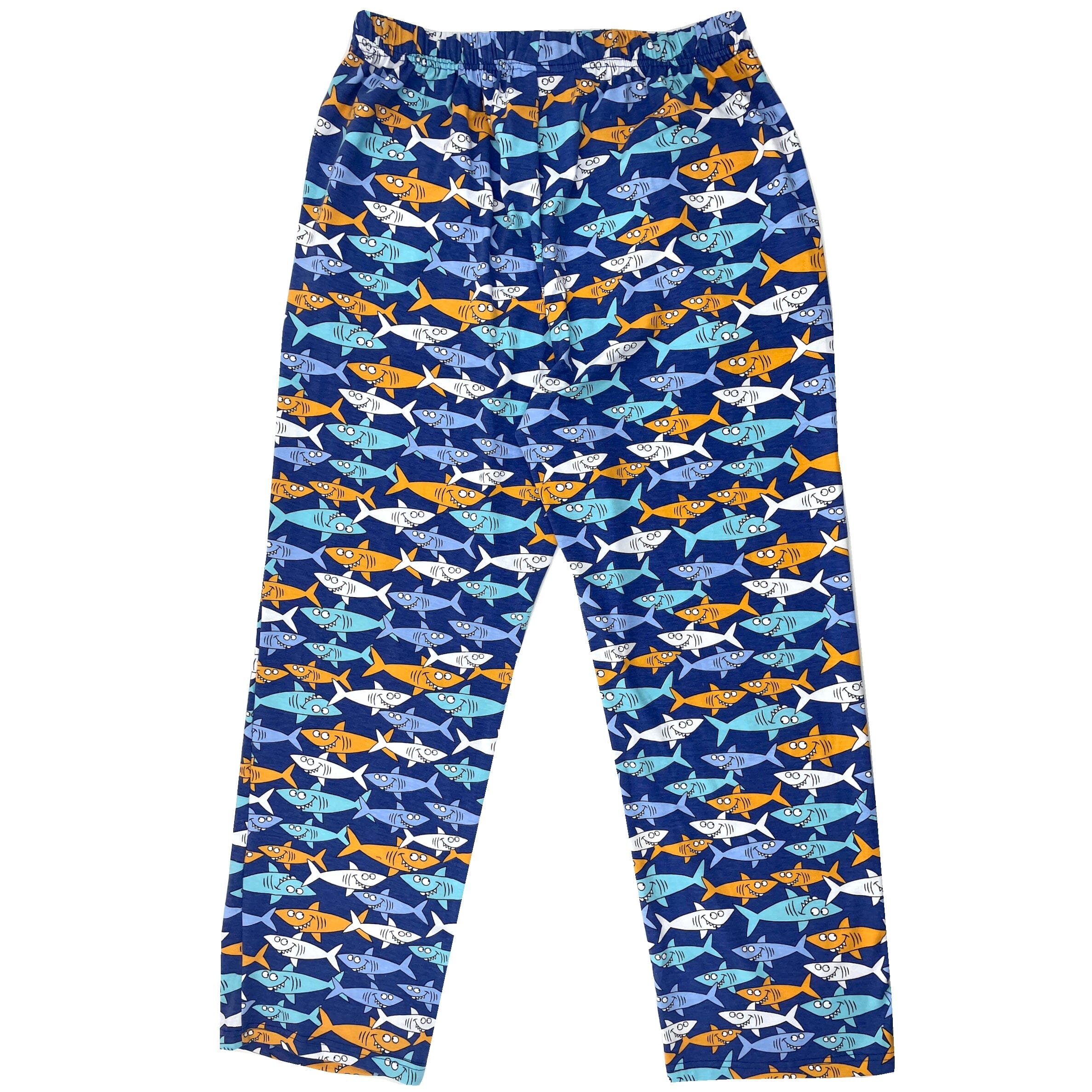Men's Cartoon Shark Novelty Print Soft Comfy Long Pajama Pant Bottoms